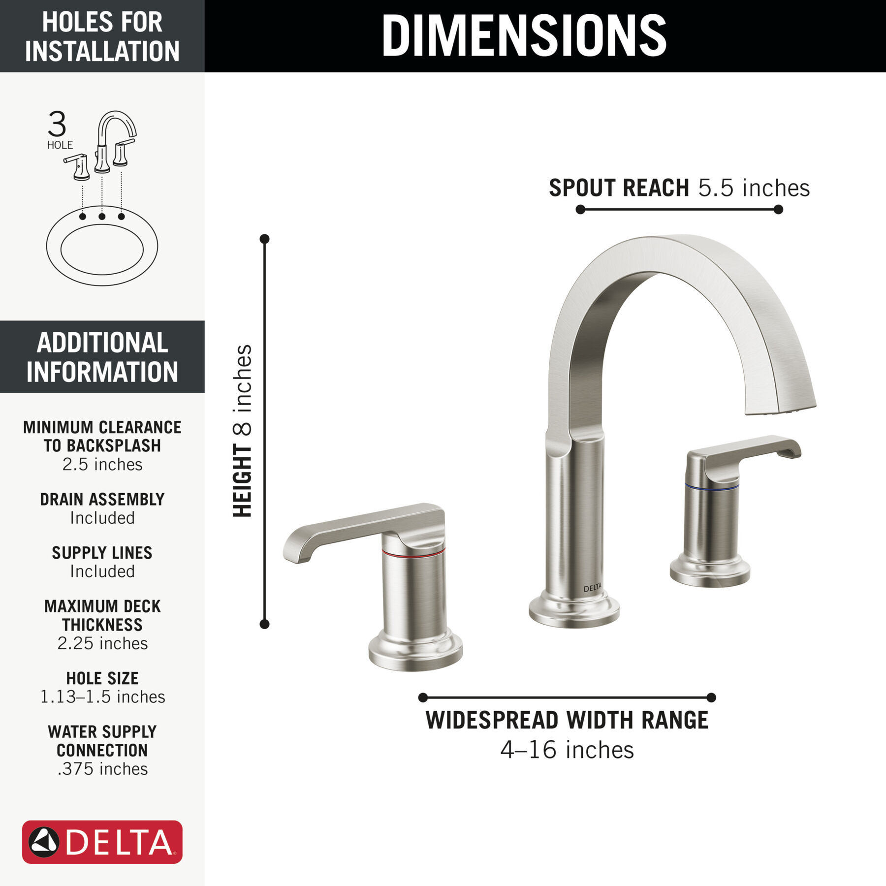Two Handle Widespread Bathroom Faucet (Recertified)