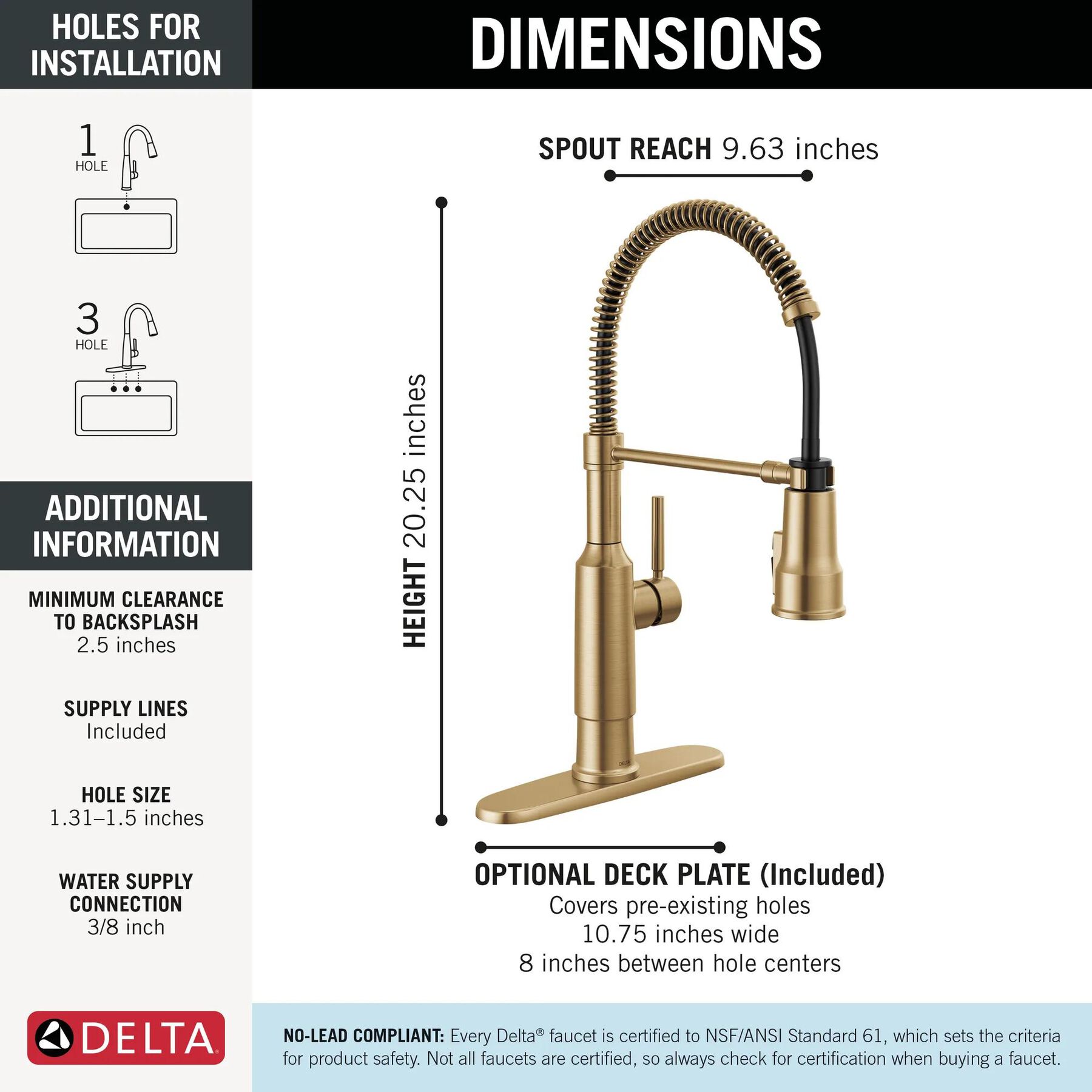 Single-Handle Pull-Down Spring Kitchen Faucet (Recertified)