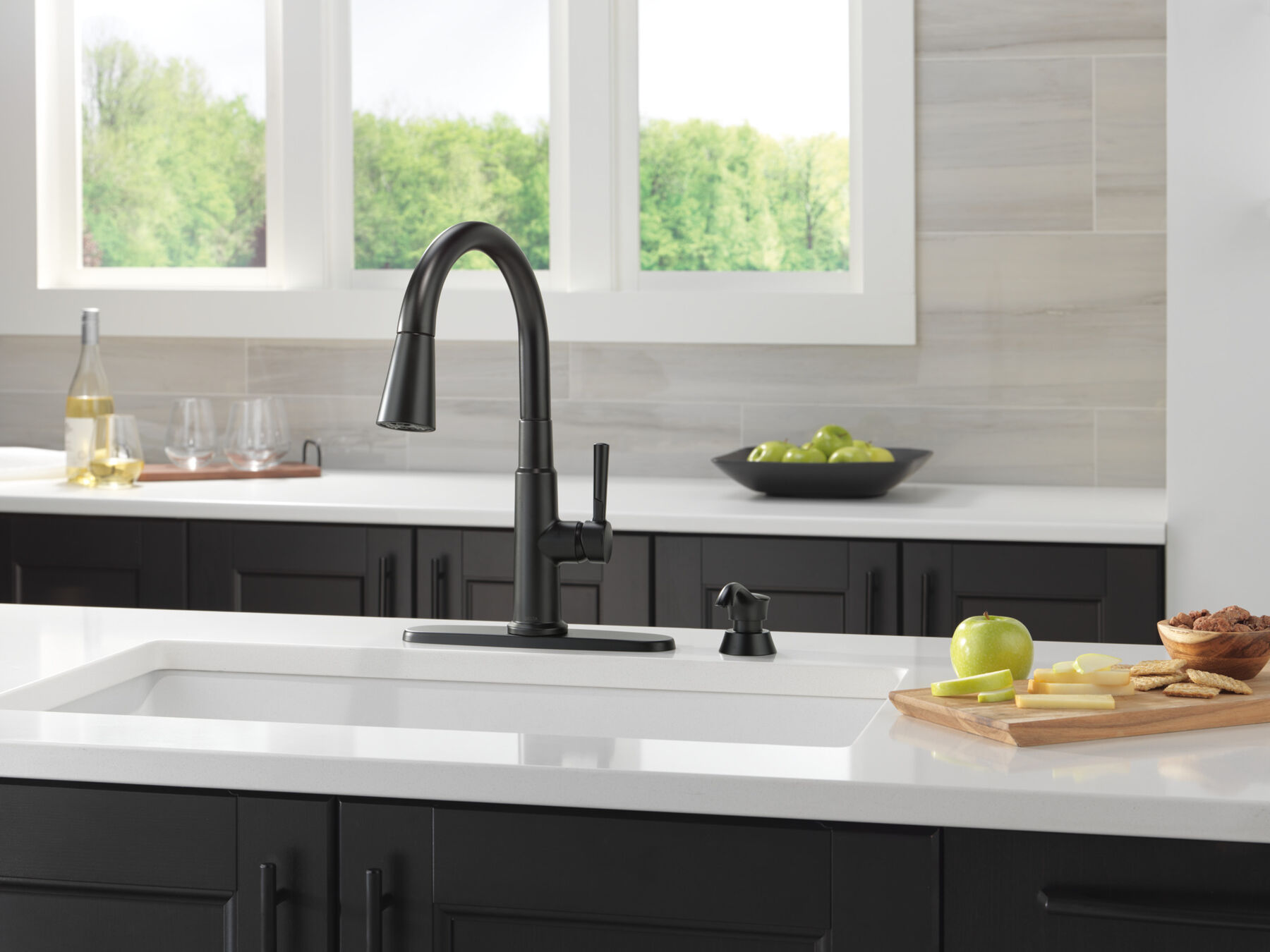 Single Handle Pull-Down Kitchen Faucet with Soap Dispenser and ShieldSpray&reg; Technology
