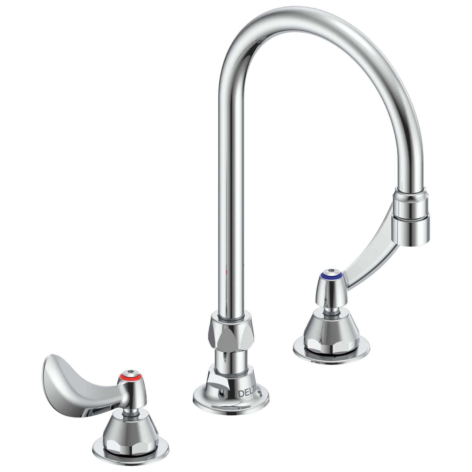 Two Handle 8 In Below Deck-Mount Faucet and Gooseneck Spout
