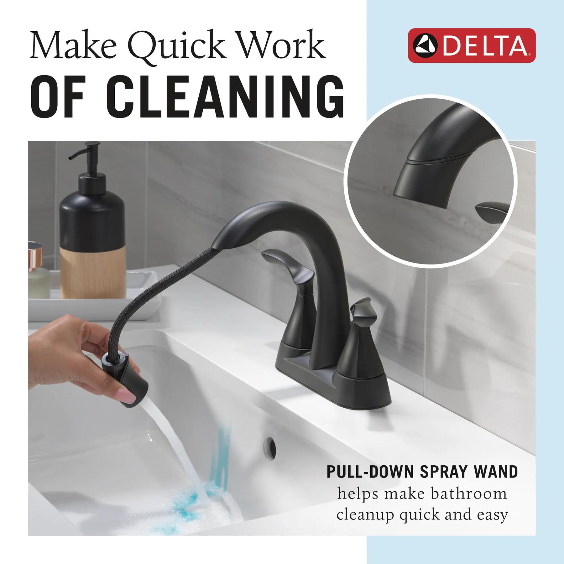 Two Handle Centerset Pull-Down Bathroom Faucet