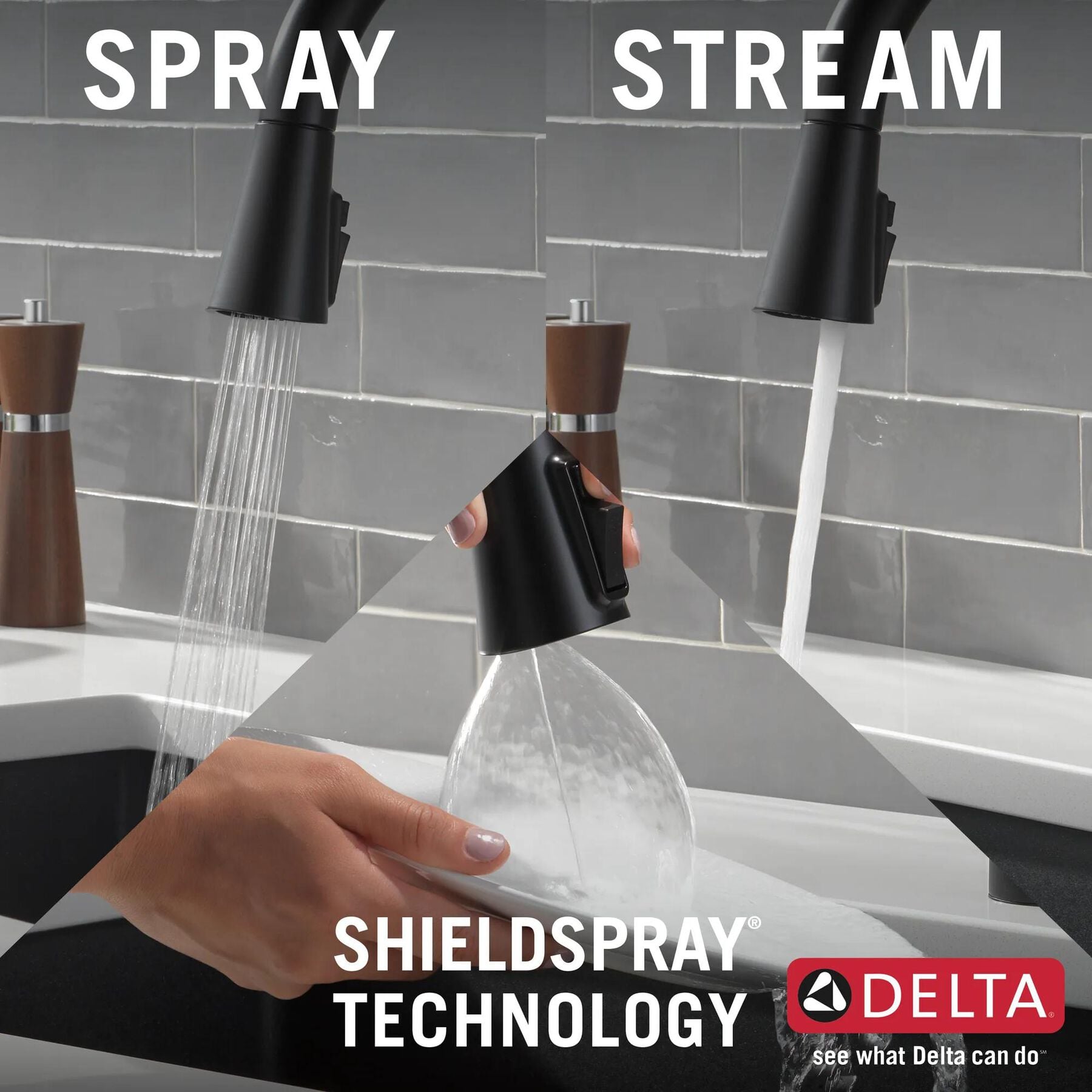 Single Handle Pull-Down Kitchen Faucet with Soap Dispenser and ShieldSpray Technology
