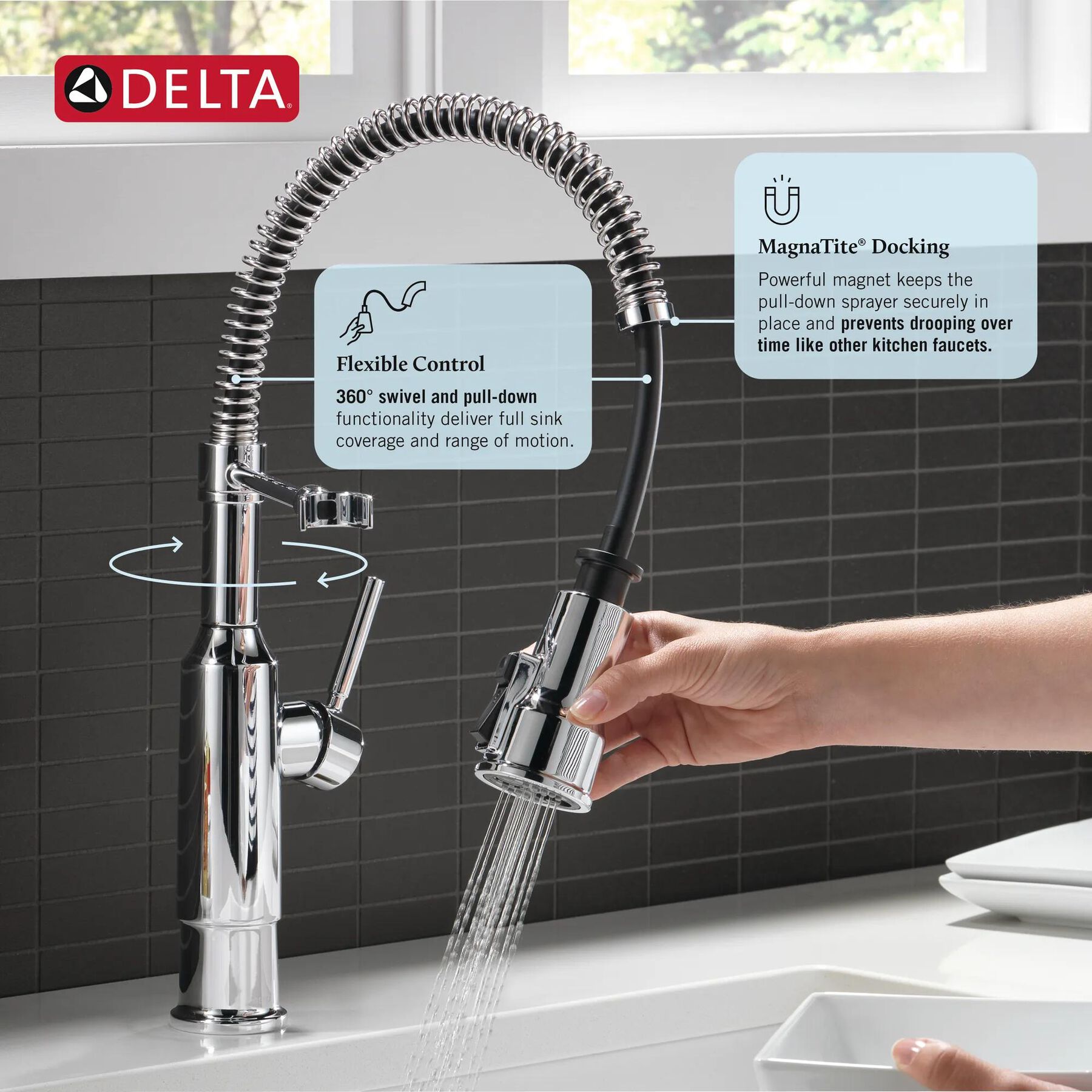 Single-Handle Pull-Down Spring Kitchen Faucet