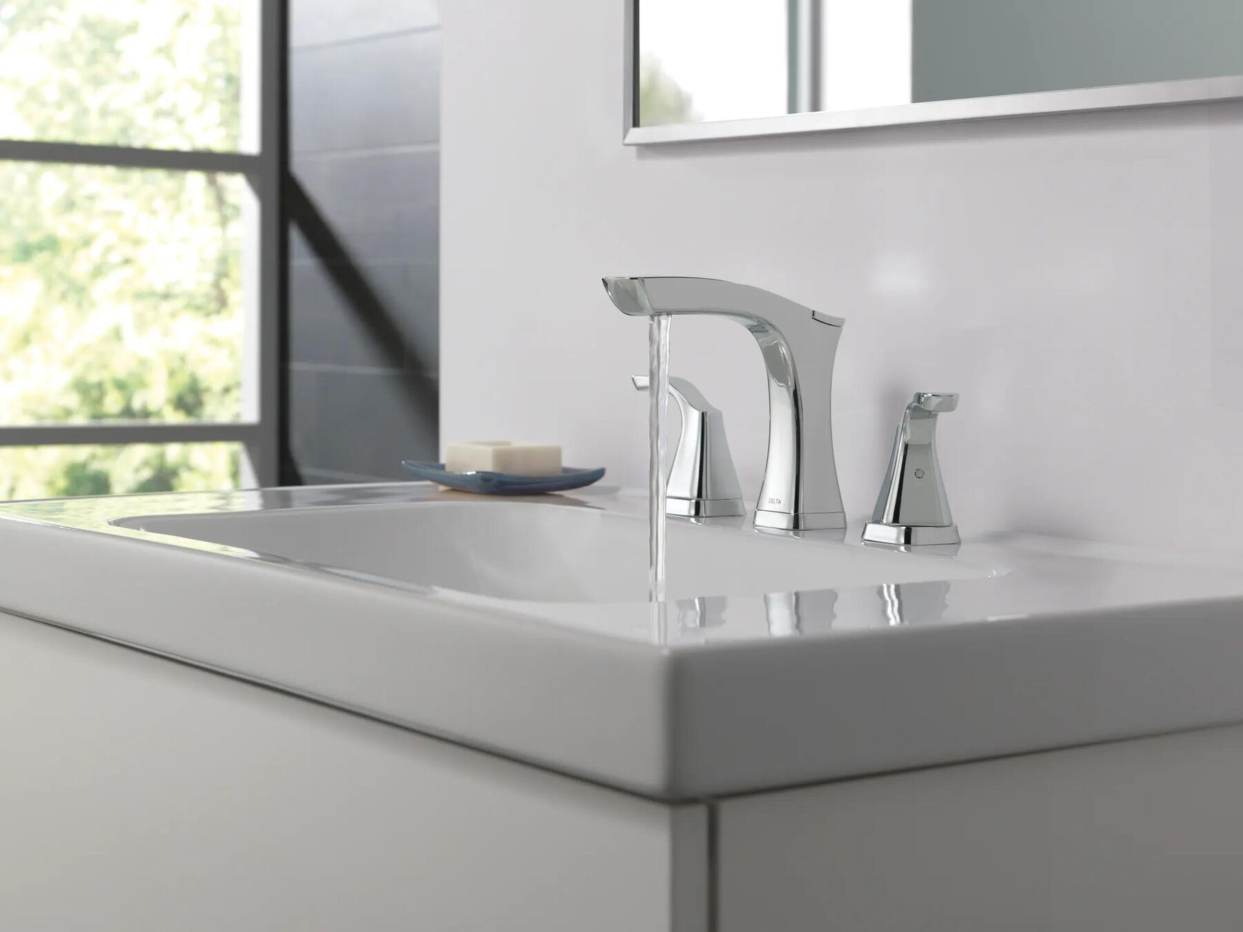 Two Handle Widespread Bathroom Faucet - Metal Pop-Up