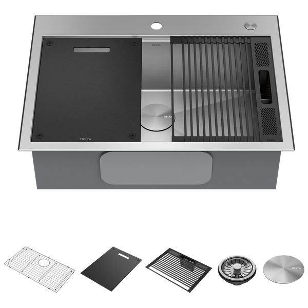 30” Workstation Kitchen Sink Drop-In Top Mount 16 Gauge Stainless