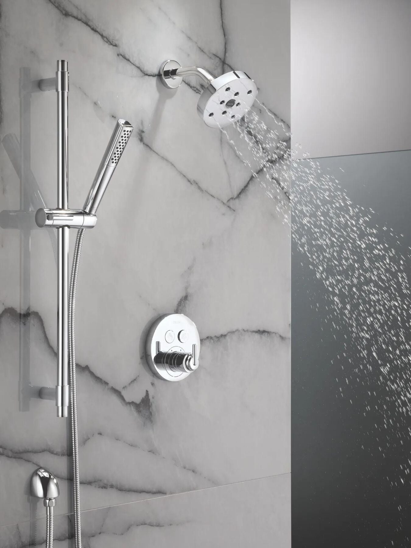Round Contemporary Push-Button Shower