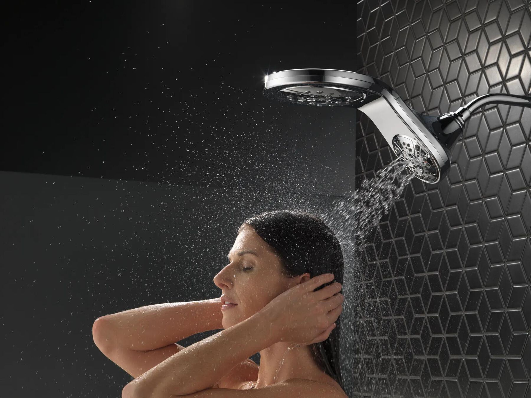 HydroRain&reg; H<sub>2</sub>Okinetic&reg; 5-Setting Two-in-One Shower Head