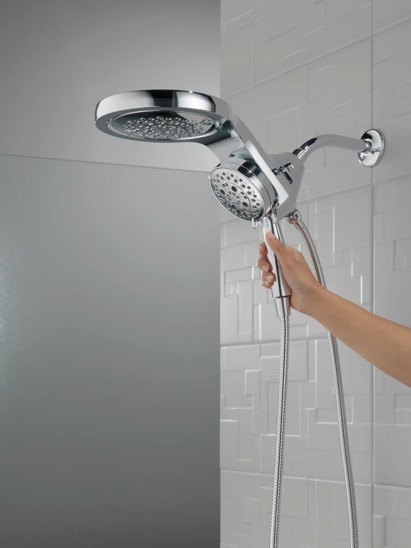 HydroRain&reg; H<sub>2</sub>Okinetic&reg; 5-Setting Two-in-One Shower Head