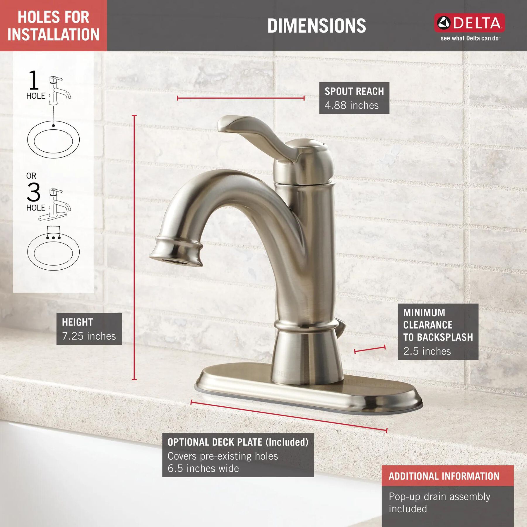 Single Handle Bathroom Faucet (Recertified)