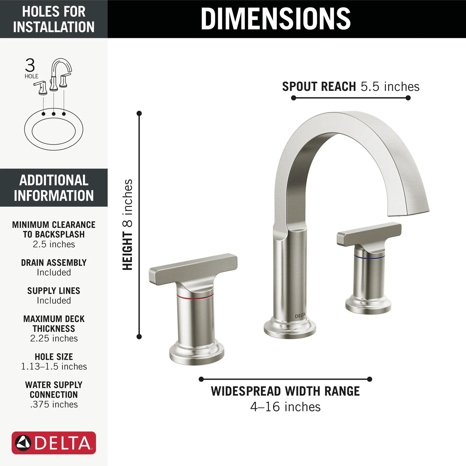 Two Handle Widespread Bathroom Faucet (Recertified)