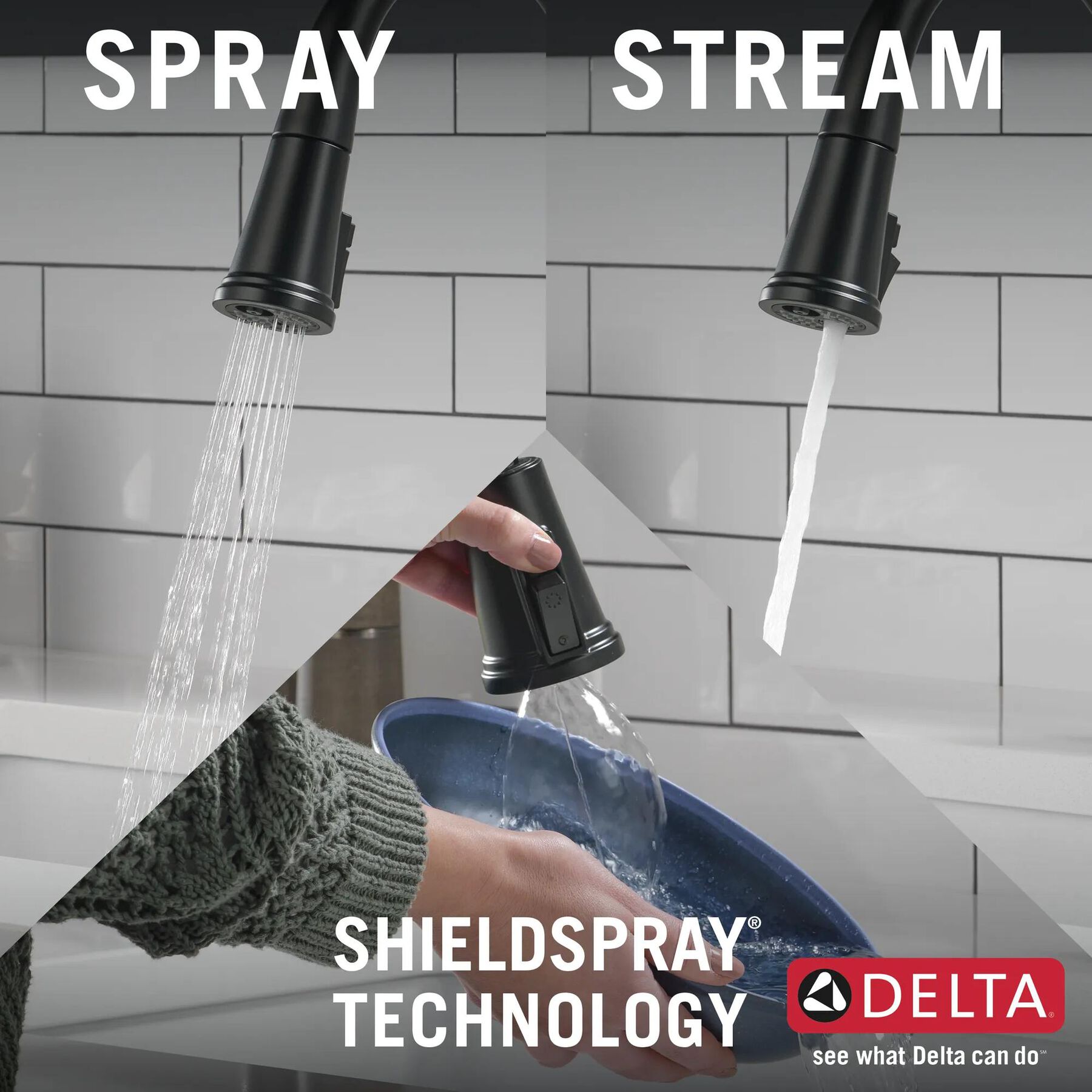 Single Handle Pull-Down Kitchen Faucet with Soap Dispenser and ShieldSpray Technology