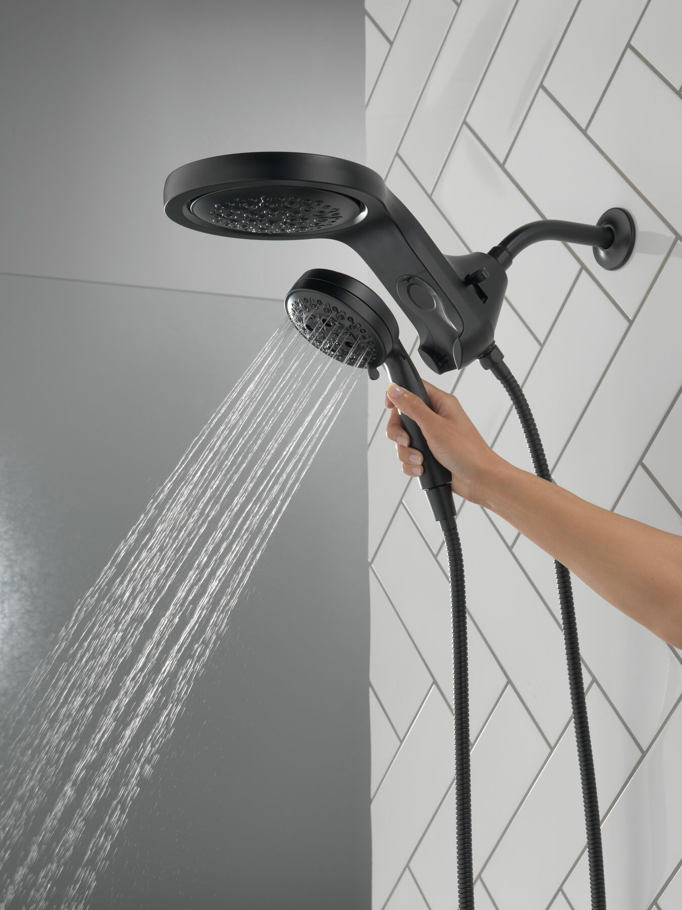 HydroRain&reg; H<sub>2</sub>Okinetic&reg; 5-Setting Two-in-One Shower Head