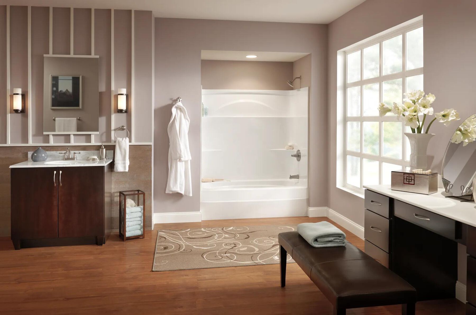 60" x 32" One Piece Tub Shower-Right Drain