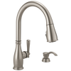 Single Handle Pull-Down Kitchen Faucet with Soap Dispenser and ShieldSpray