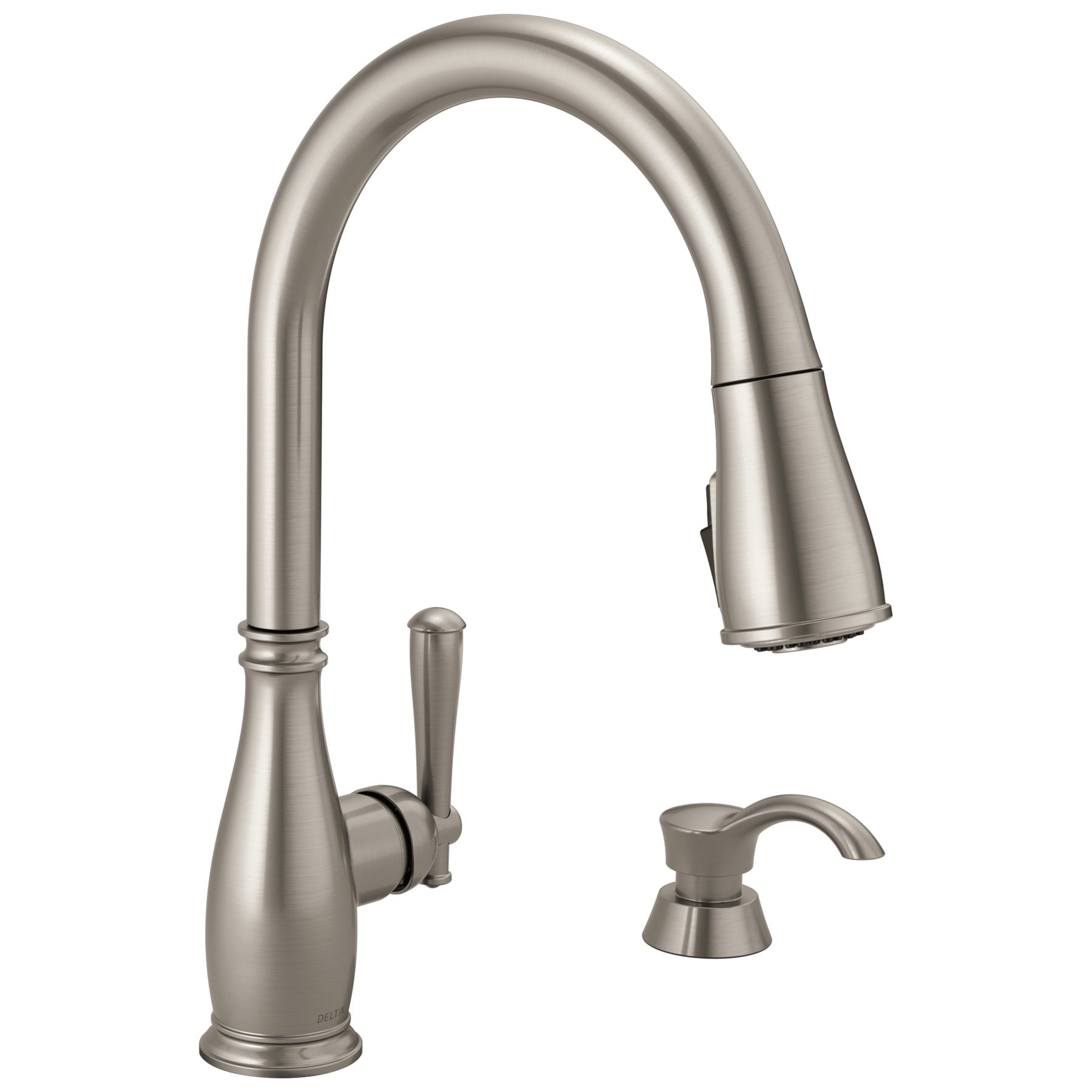 Single Handle Pull-Down Kitchen Faucet with Soap Dispenser and