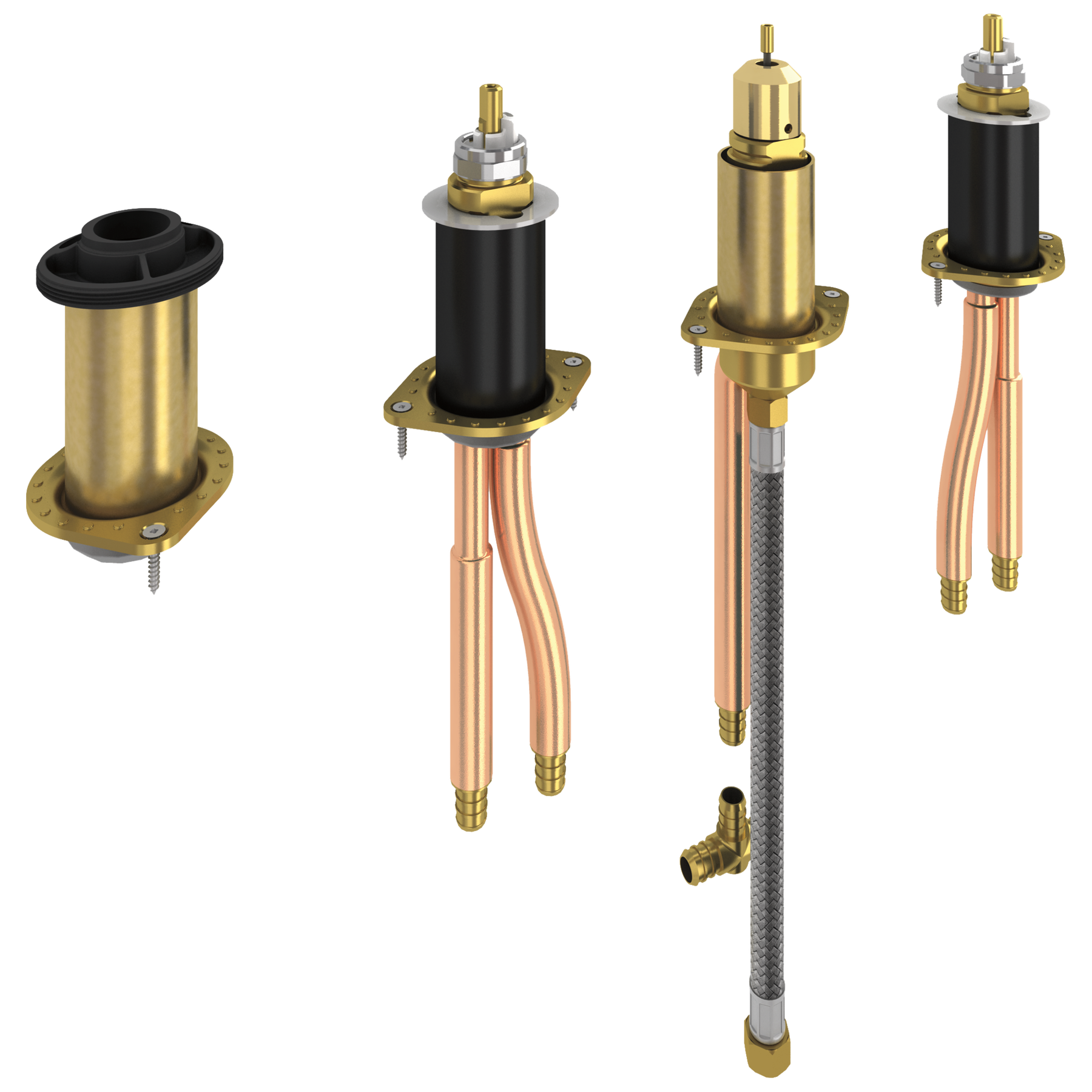 Two Handle Flexible Mount with Hand Shower - PEX Crimp R4707-PX