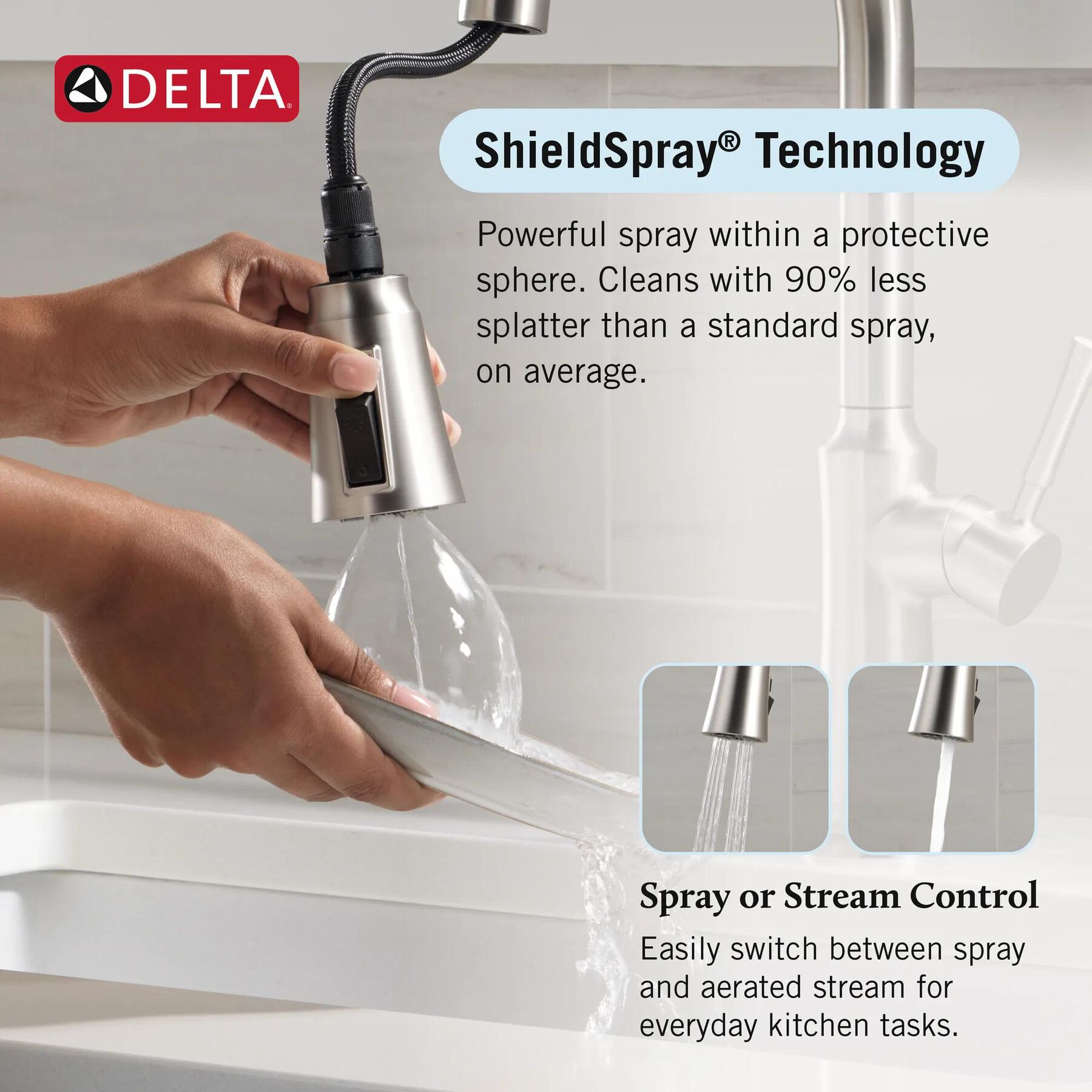 Single Handle Pull-Down Kitchen Faucet with Soap Dispenser and ShieldSpray&reg; Technology