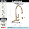 Single Handle Pull-Down Kitchen Faucet with Soap Dispenser and ShieldSpray Technology