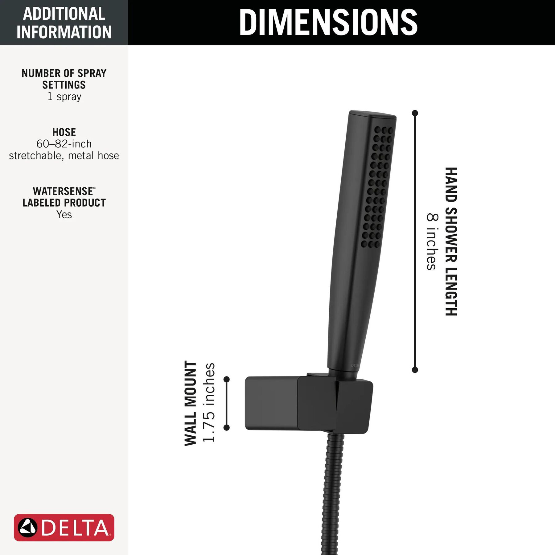 Single-Setting Hand Shower with Wall Mount featuring FeatherRain&trade; Spray
