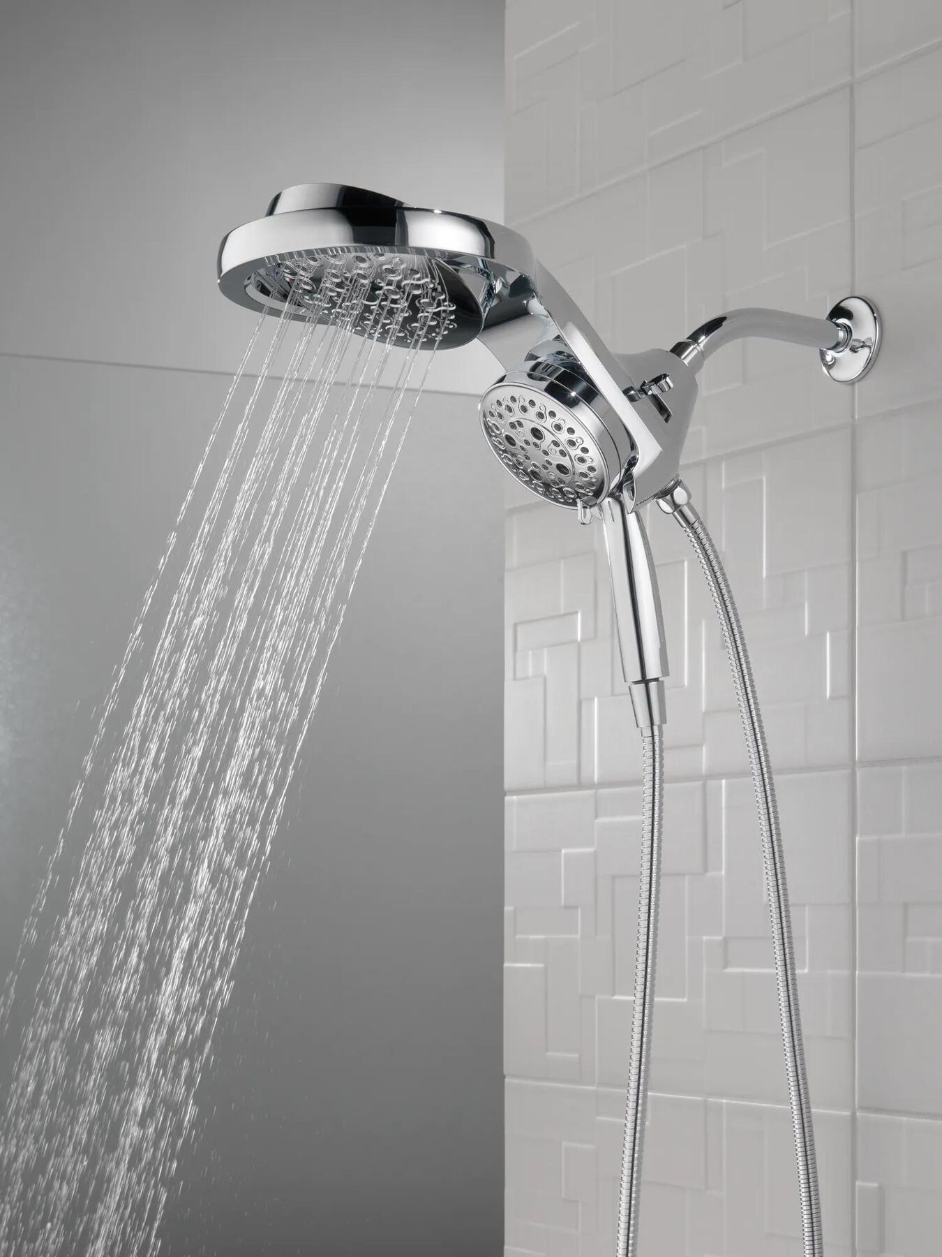 HydroRain&reg; H2Okinetic&reg; 5-Setting Two-in-One Shower Head (Recertified)
