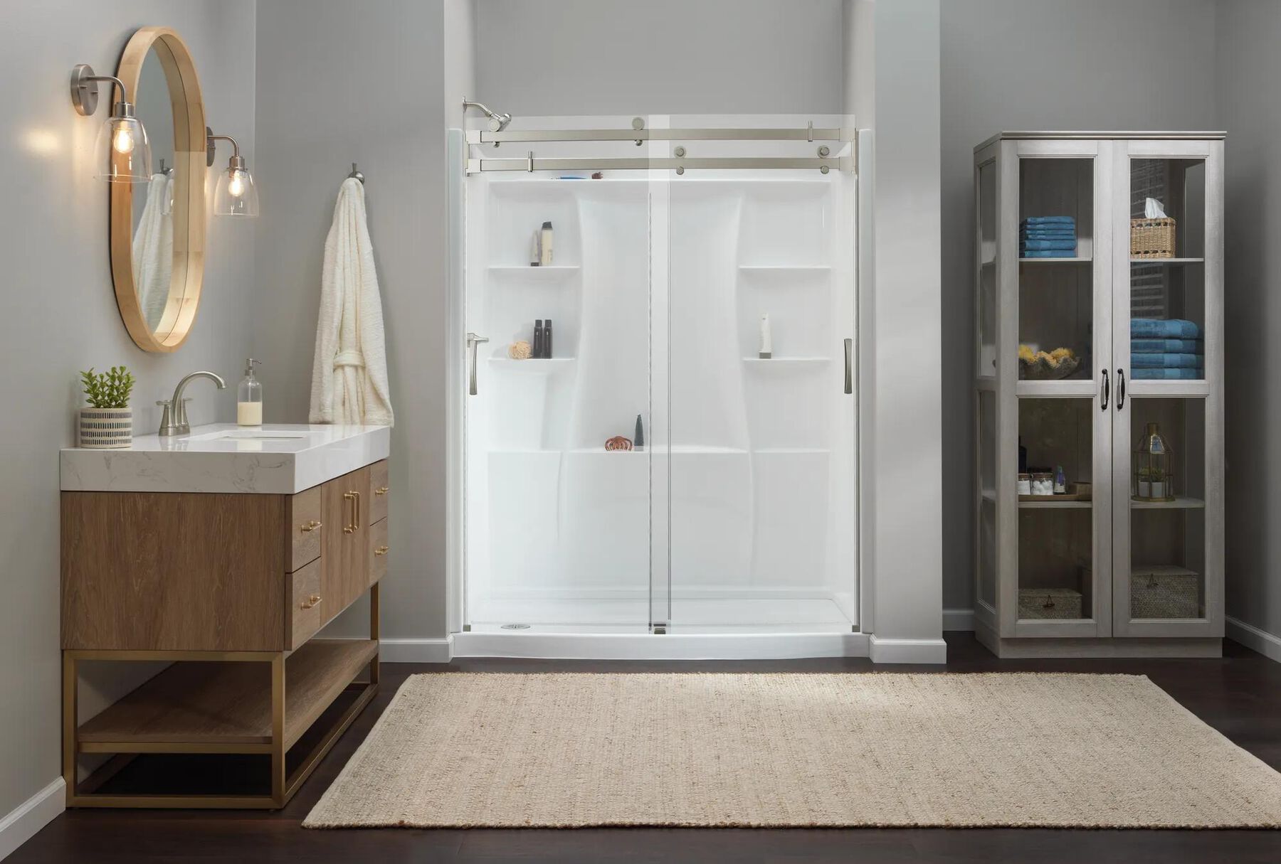 60 x 32" Curved Alcove Shower Base with Left Drain
