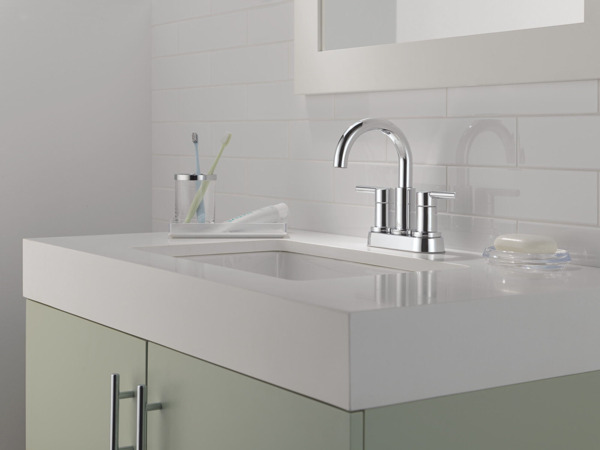 Two Handle Centerset Bathroom Faucet in Chrome 25749LF | Delta Faucet