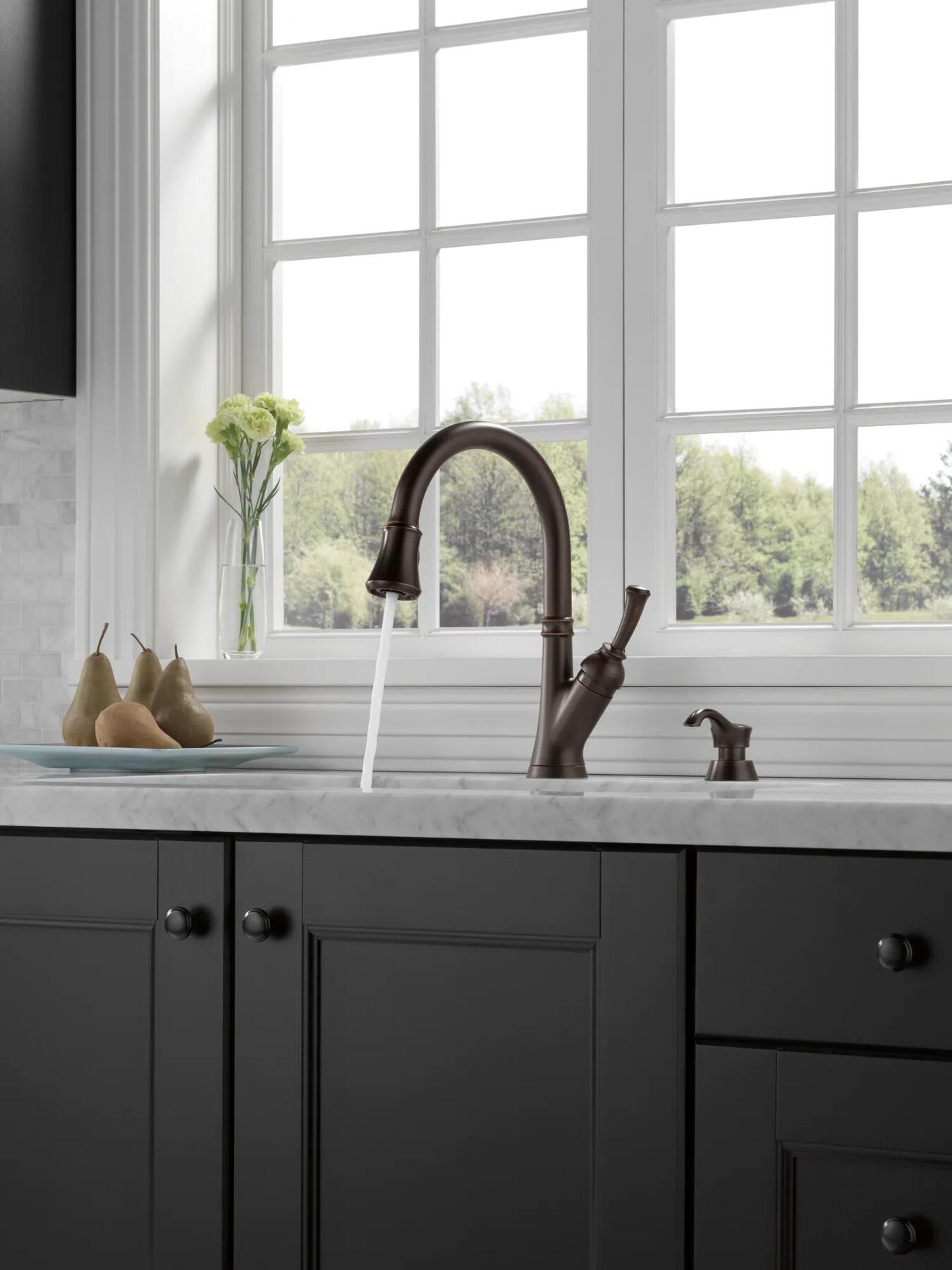Single Handle Pull-Down Kitchen Faucet with Soap Dispenser