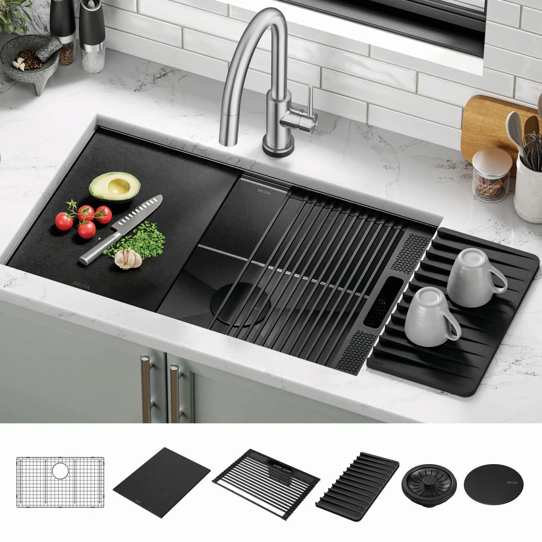 30&rdquo; Undermount 16 Gauge Workstation Kitchen Sink Single Bowl with WorkFlow&trade; Ledge and Accessories