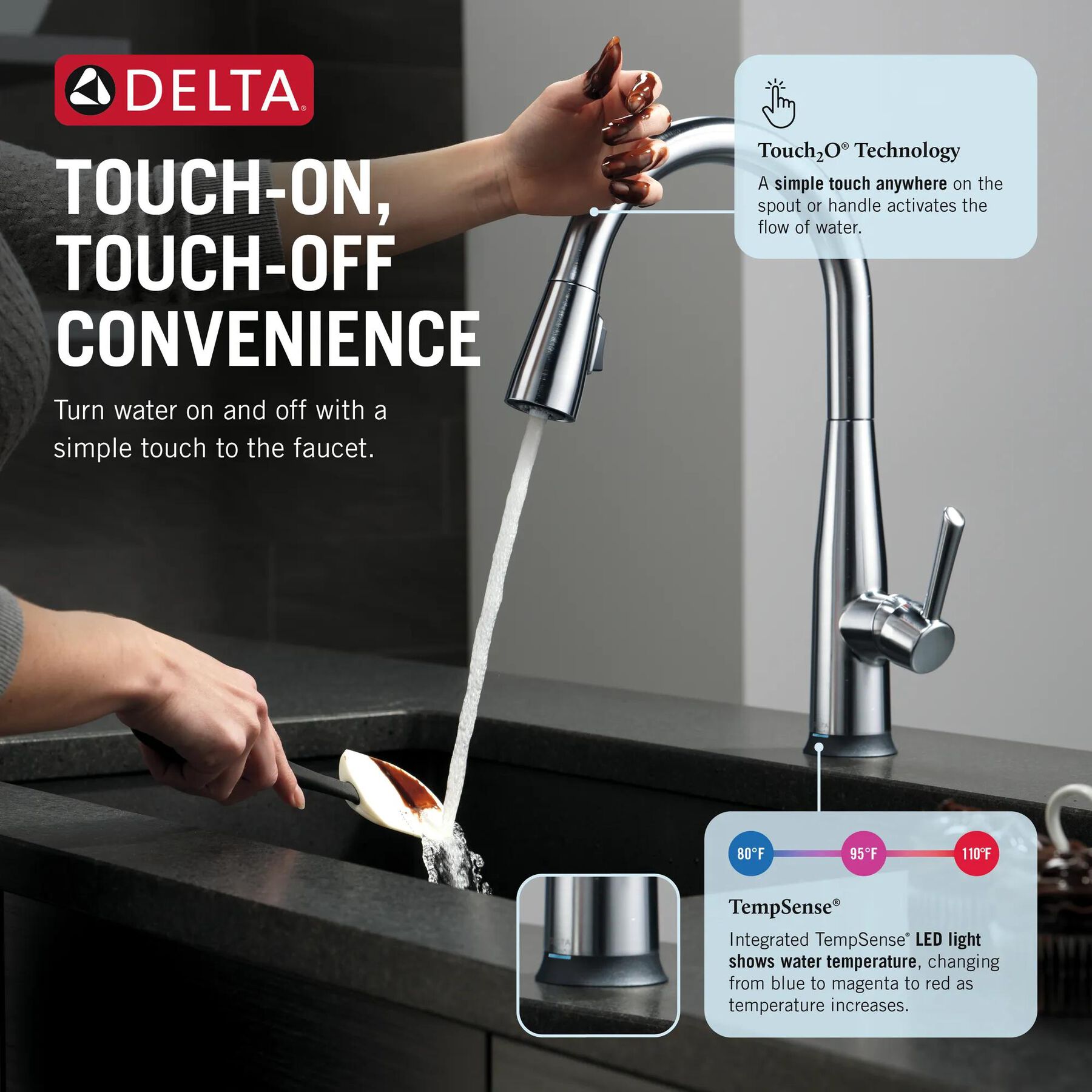 Single Handle Pull-Down Kitchen Faucet with Touch<sub>2</sub>O&reg; Technology