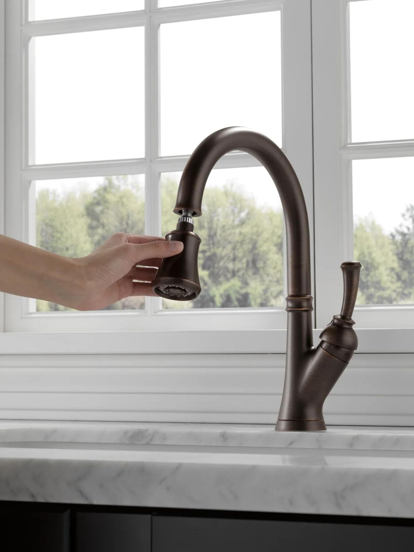 Single Handle Pull-Down Kitchen Faucet with Soap Dispenser