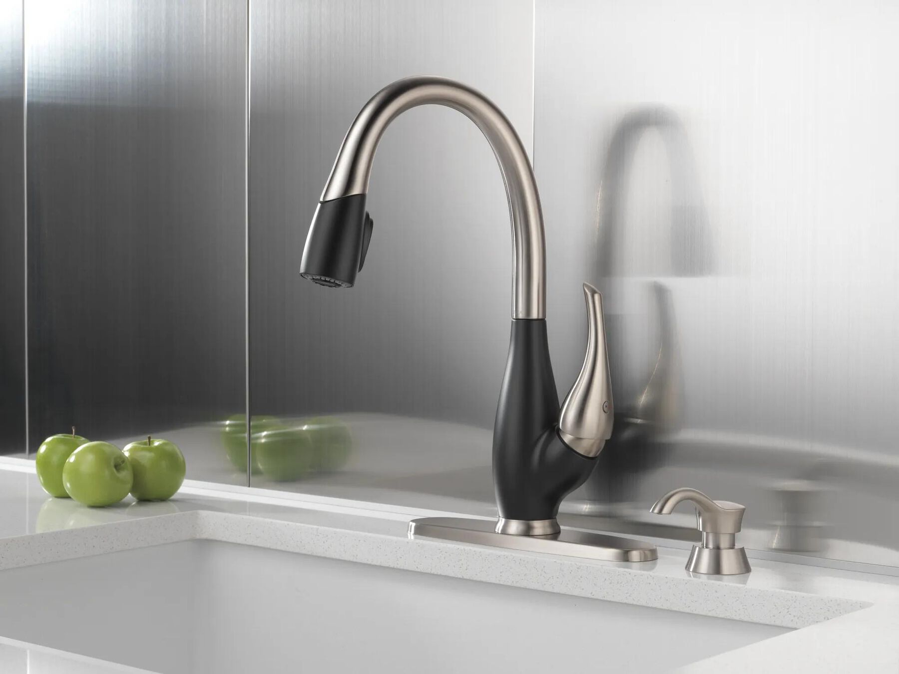 Single Handle Pull-Down Kitchen Faucet with Soap Dispenser