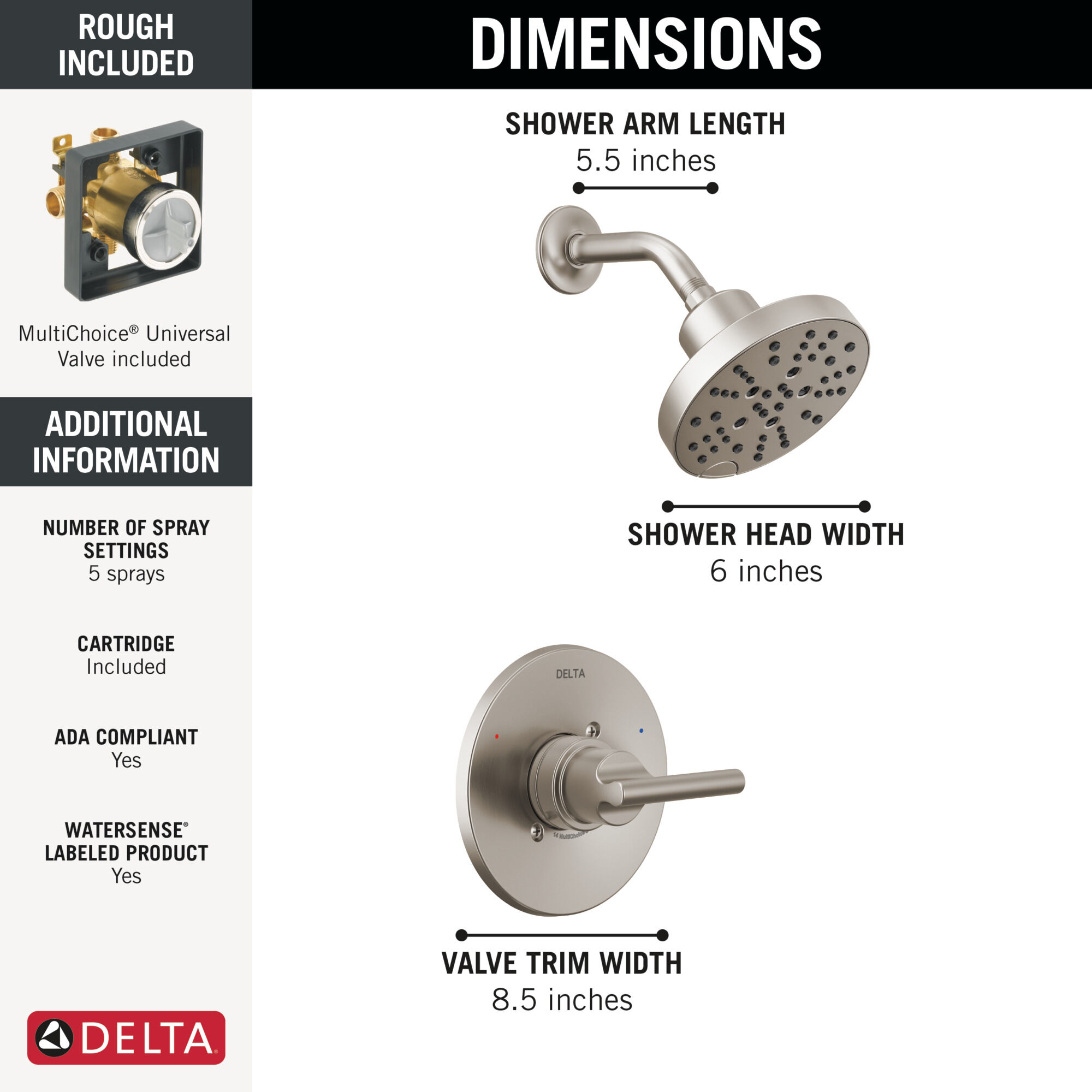 Monitor® 14 Series Shower Only in Stainless 142859-SS | Delta Faucet