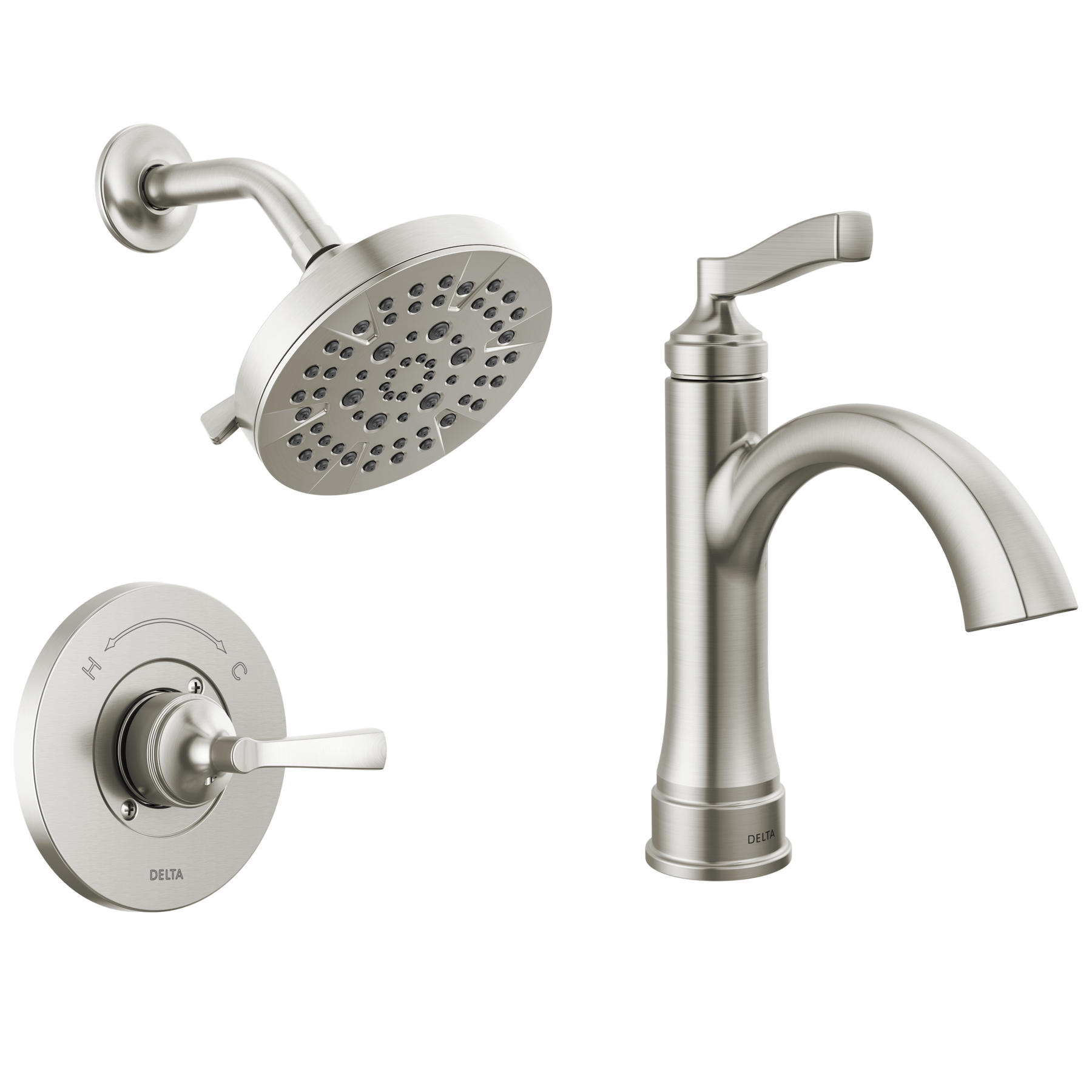 Single Handle Lavatory Faucet with 14 Series Shower Trim and Rough Bundle
