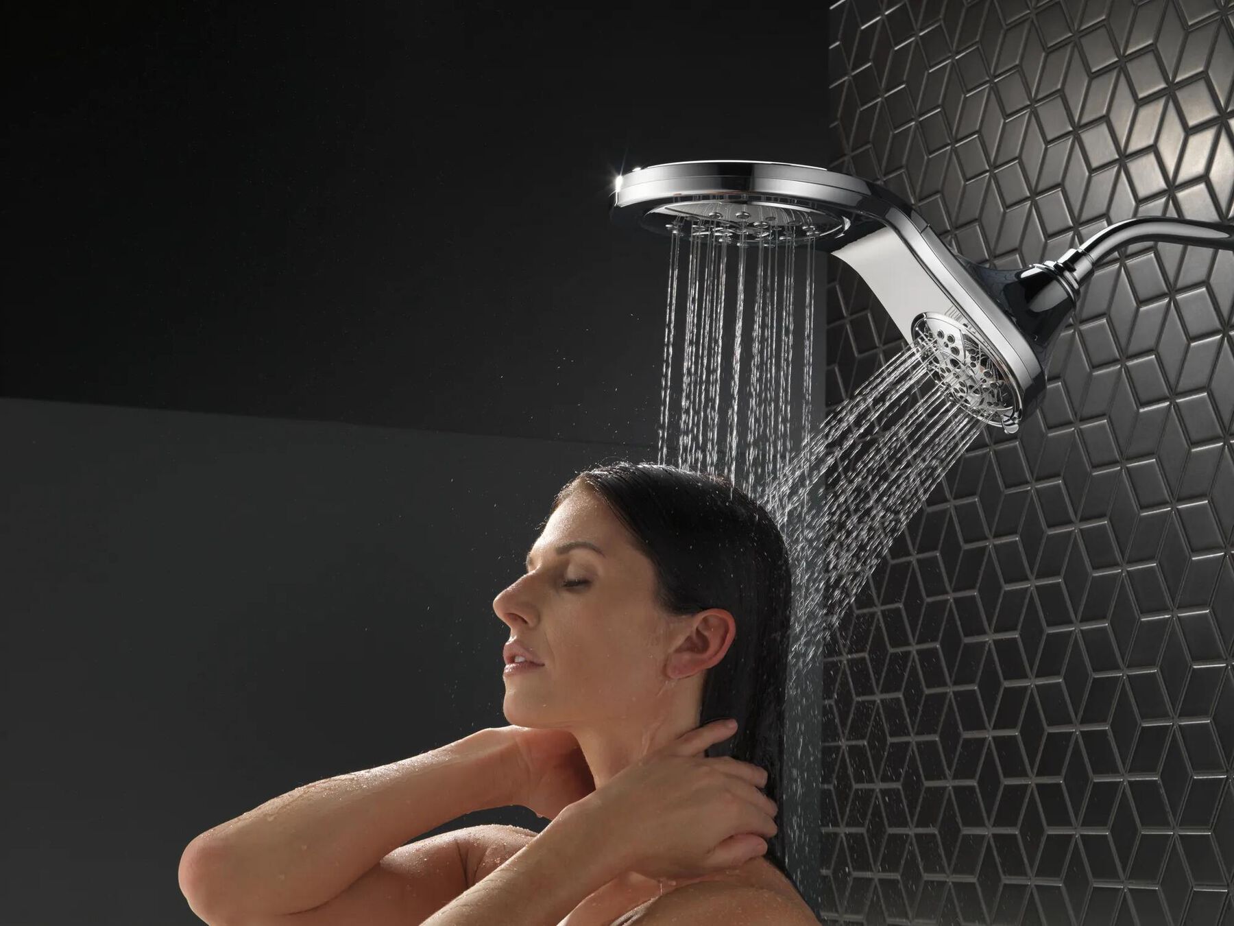 HydroRain&reg; H<sub>2</sub>Okinetic&reg; 5-Setting Two-in-One Shower Head