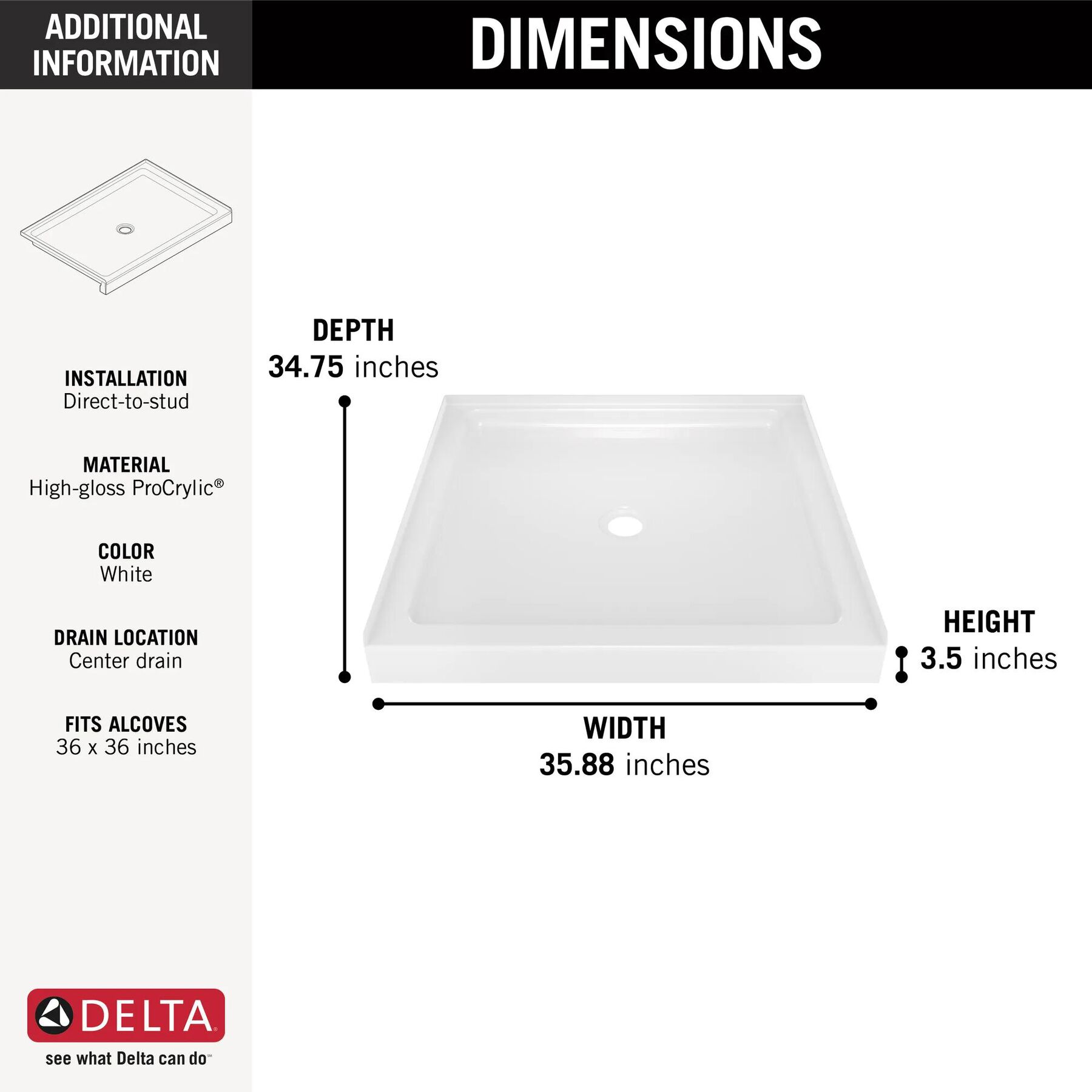 36" X 36" Shower Base