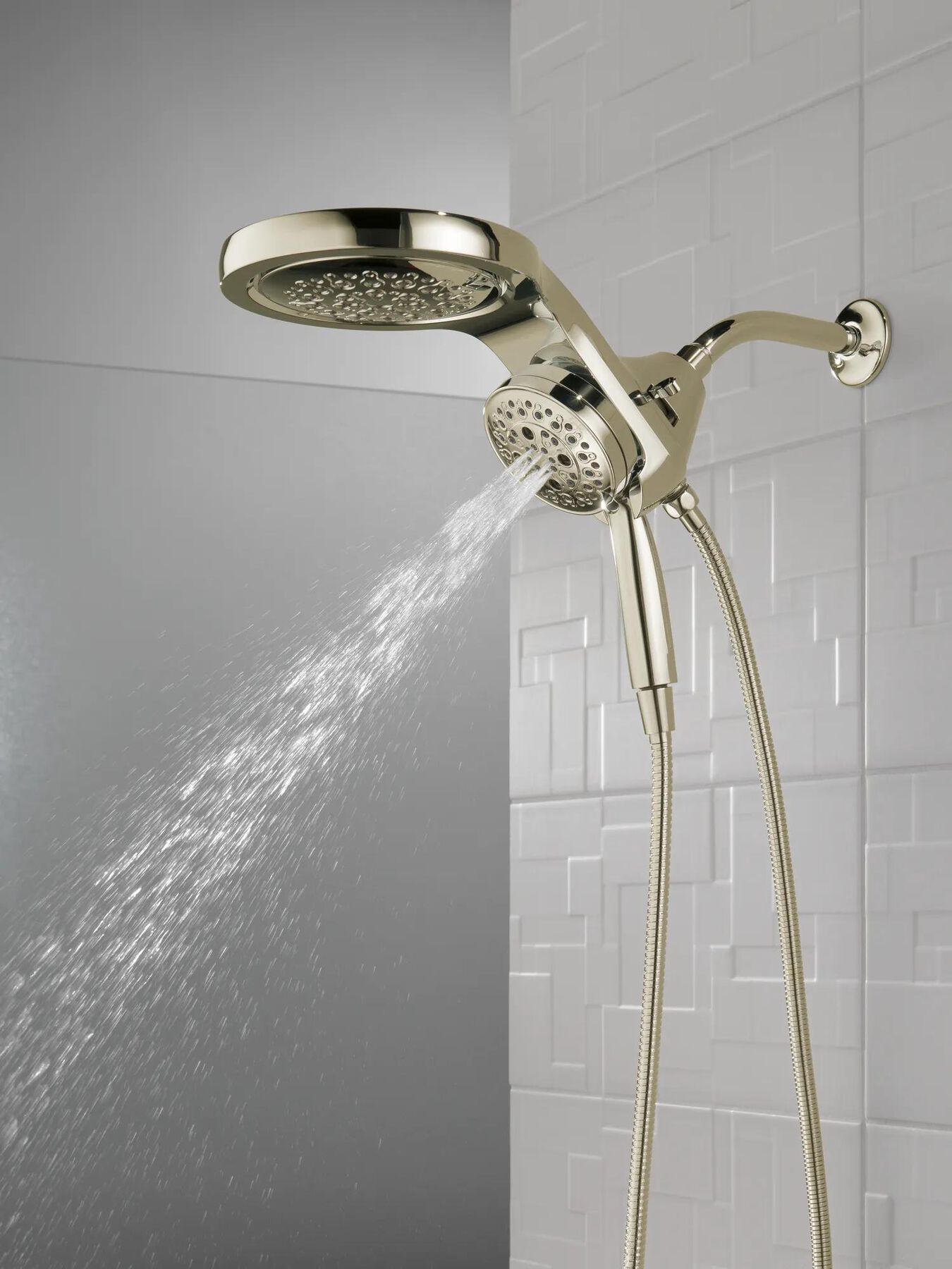 HydroRain&reg; H<sub>2</sub>Okinetic&reg; 5-Setting Two-in-One Shower Head (Recertified)