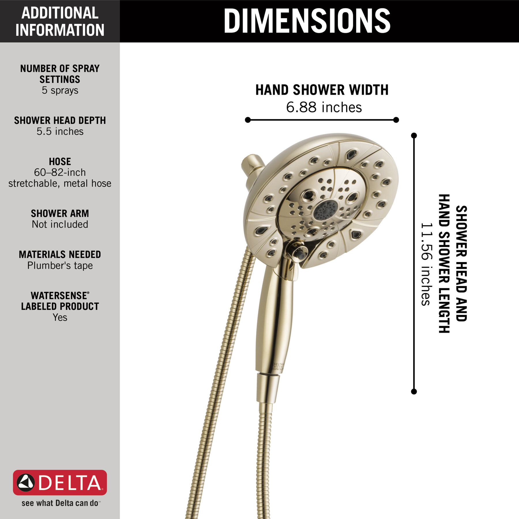 H<sub>2</sub>Okinetic&reg; In2ition&reg; 5-Setting Two-in-One Shower (Recertified)