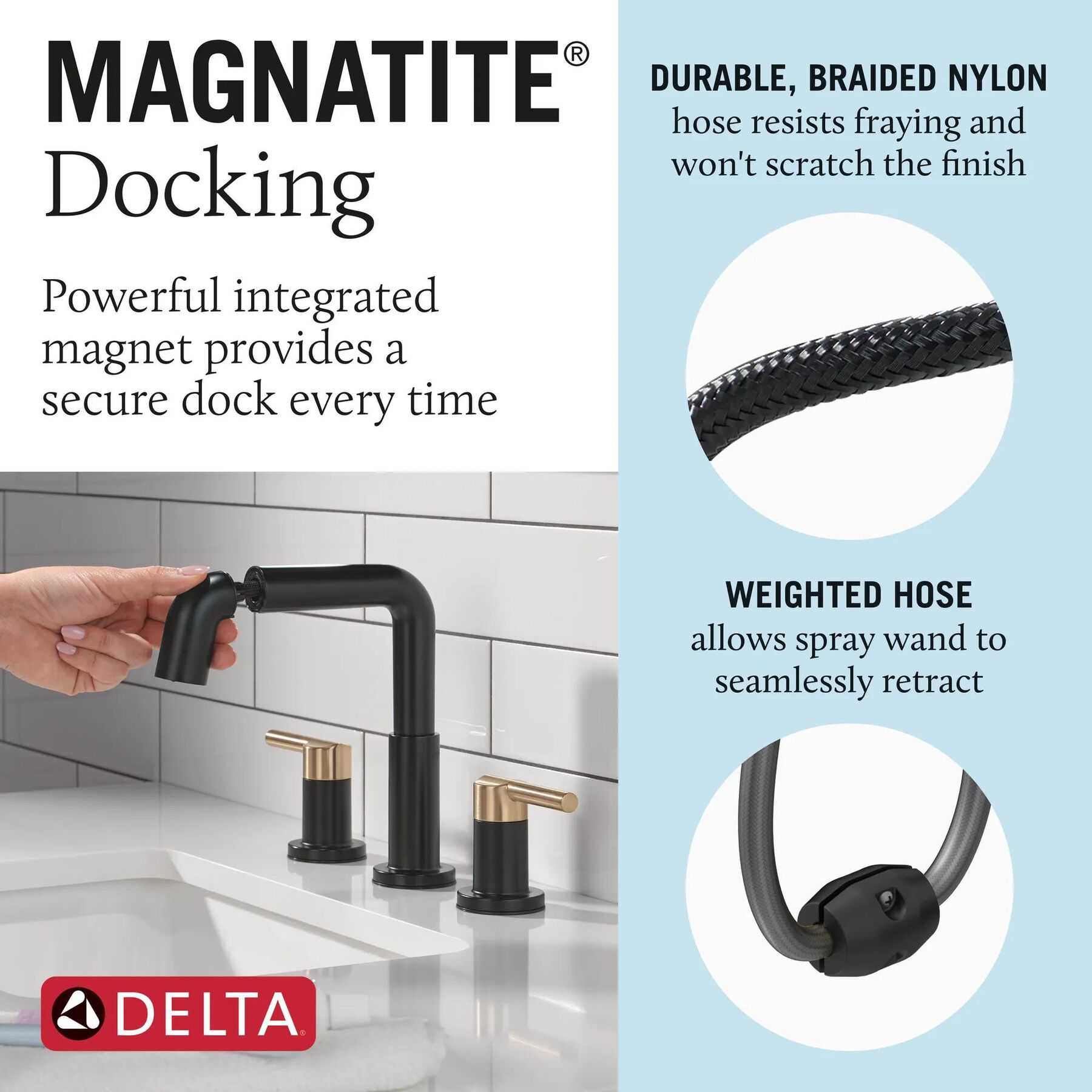 Two Handle Widespread Pull-Down Bathroom Faucet