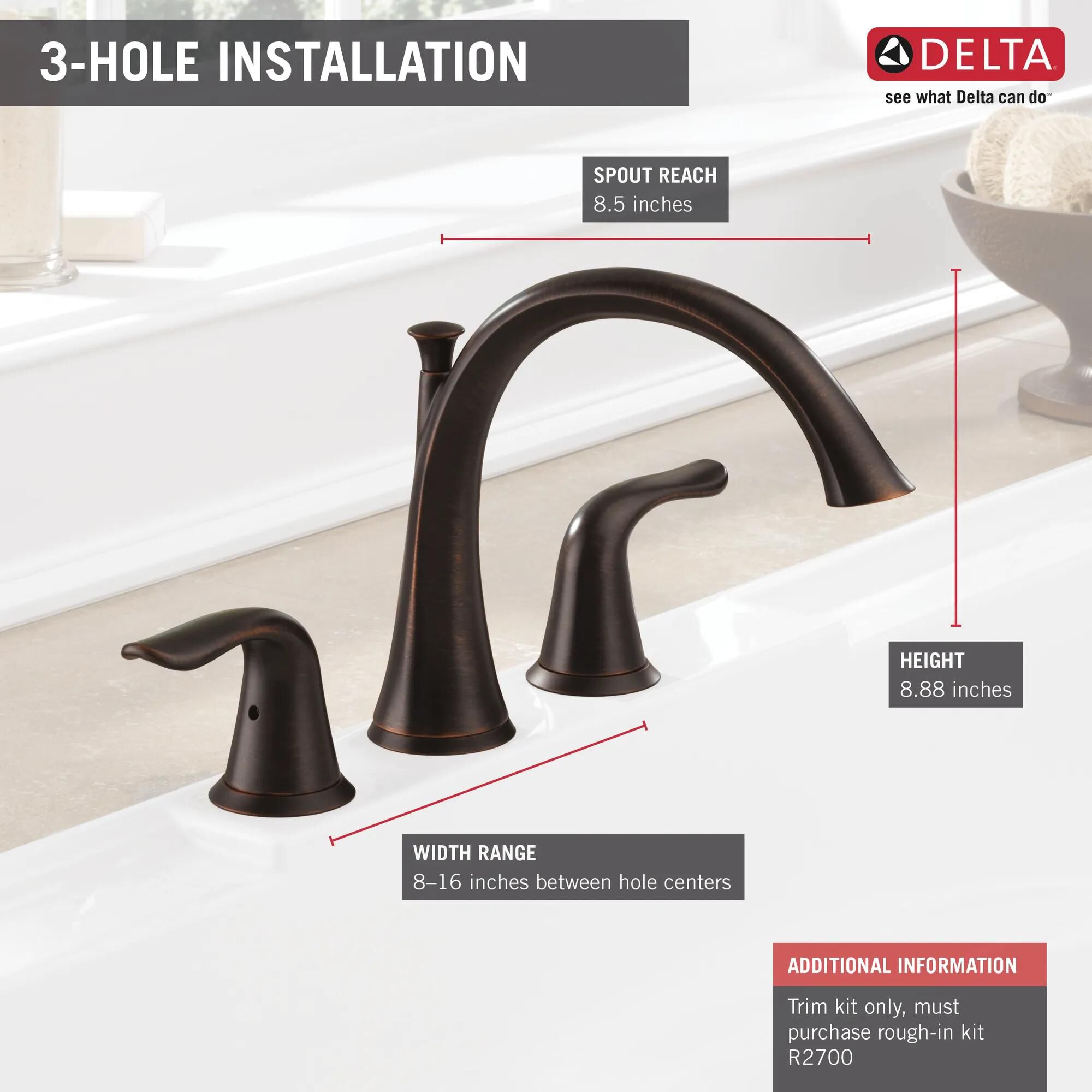 Roman Tub Trim in Venetian Bronze T2738-RB | Delta Faucet