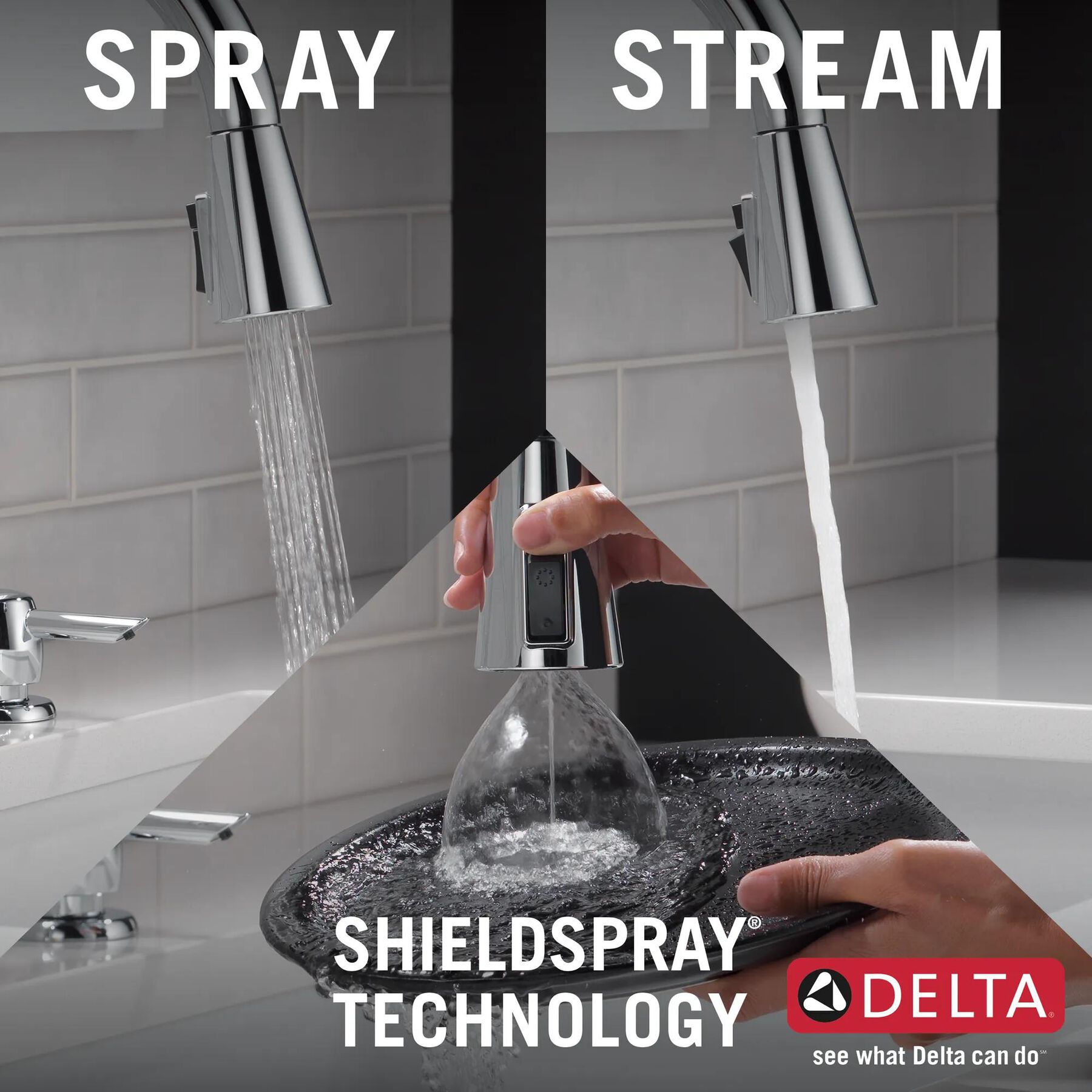 Single Handle Pull-Down Kitchen Faucet with Soap Dispenser and ShieldSpray Technology