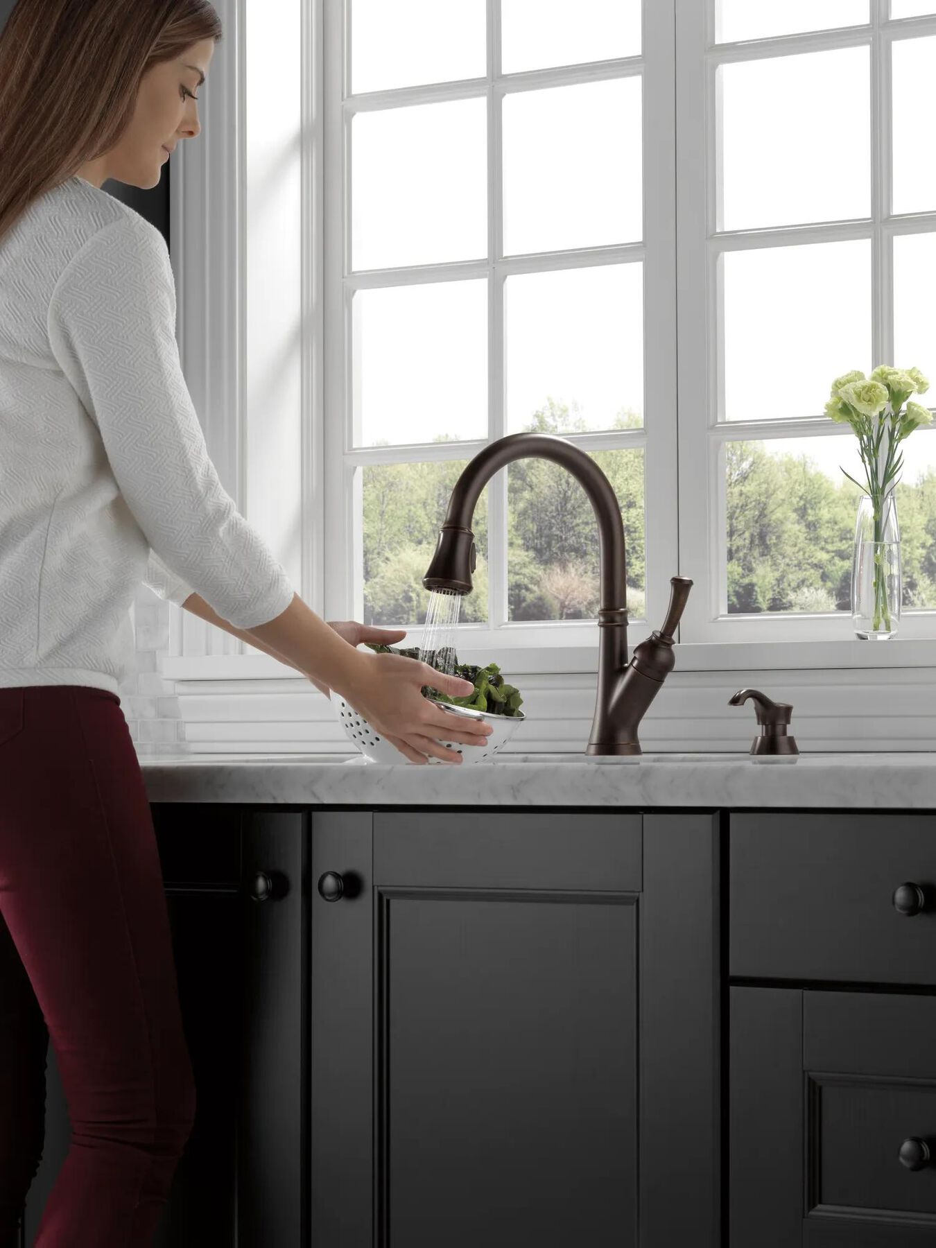 Single Handle Pull-Down Kitchen Faucet with Soap Dispenser and ShieldSpray&reg; Technology