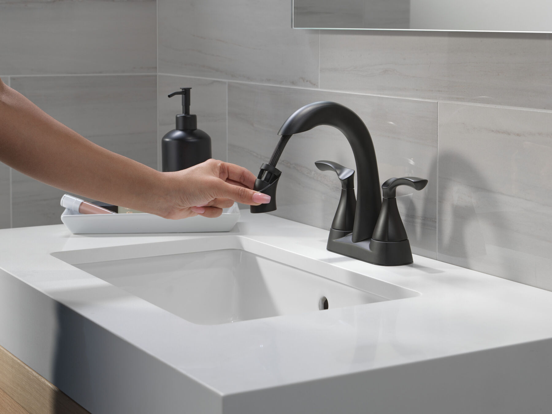 Two Handle Centerset Pull-Down Bathroom Faucet