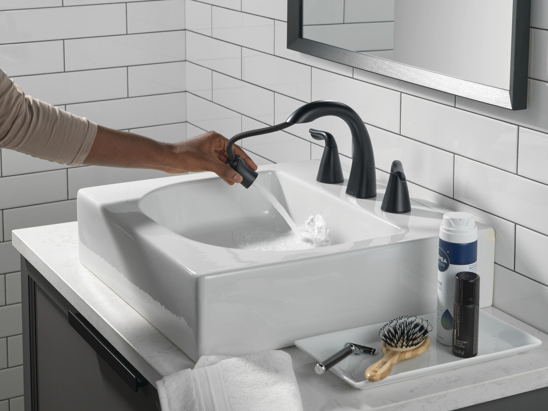 Two Handle Widespread Pull-Down Bathroom Faucet