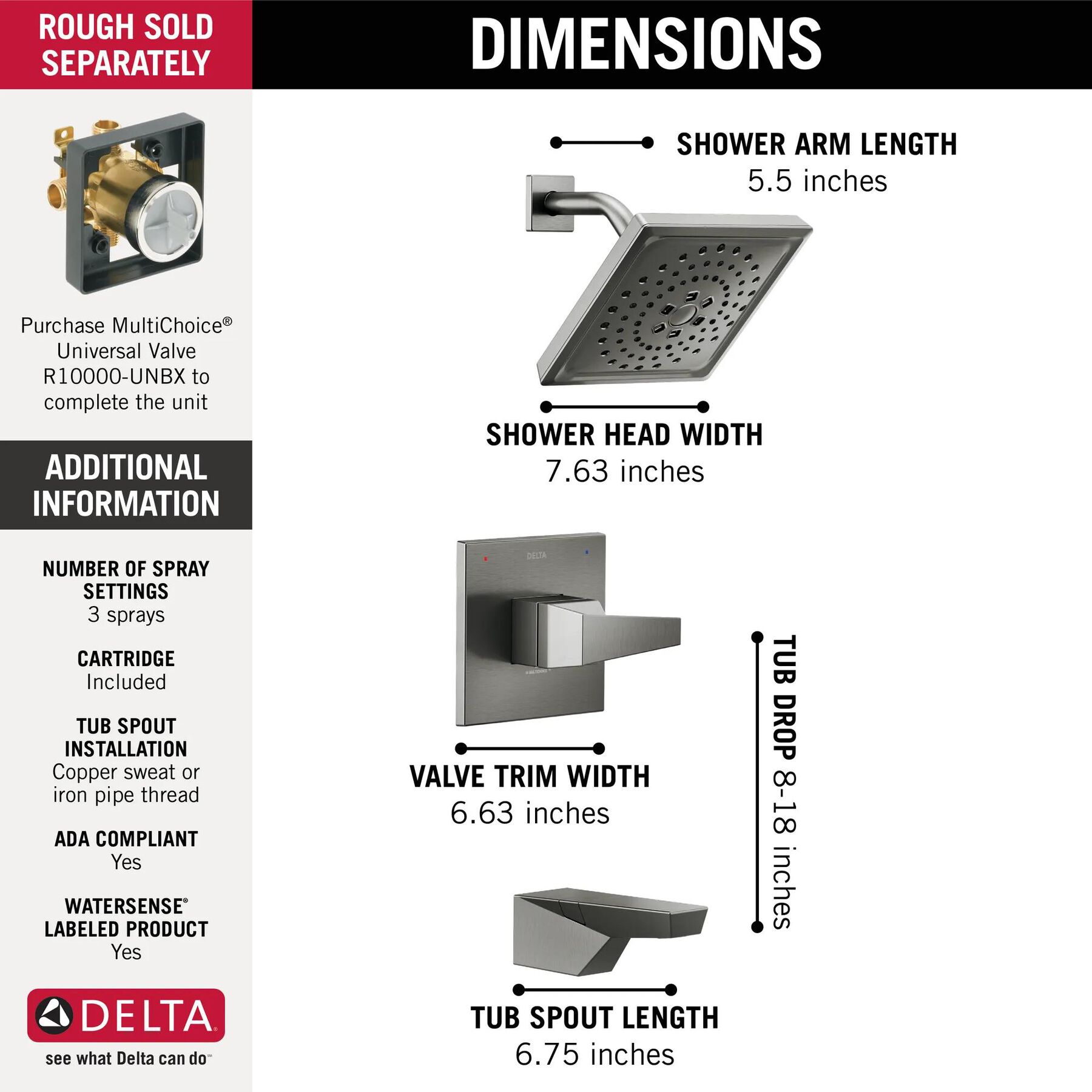 14 Series H2Okinetic Tub Shower Trim (Recertified)