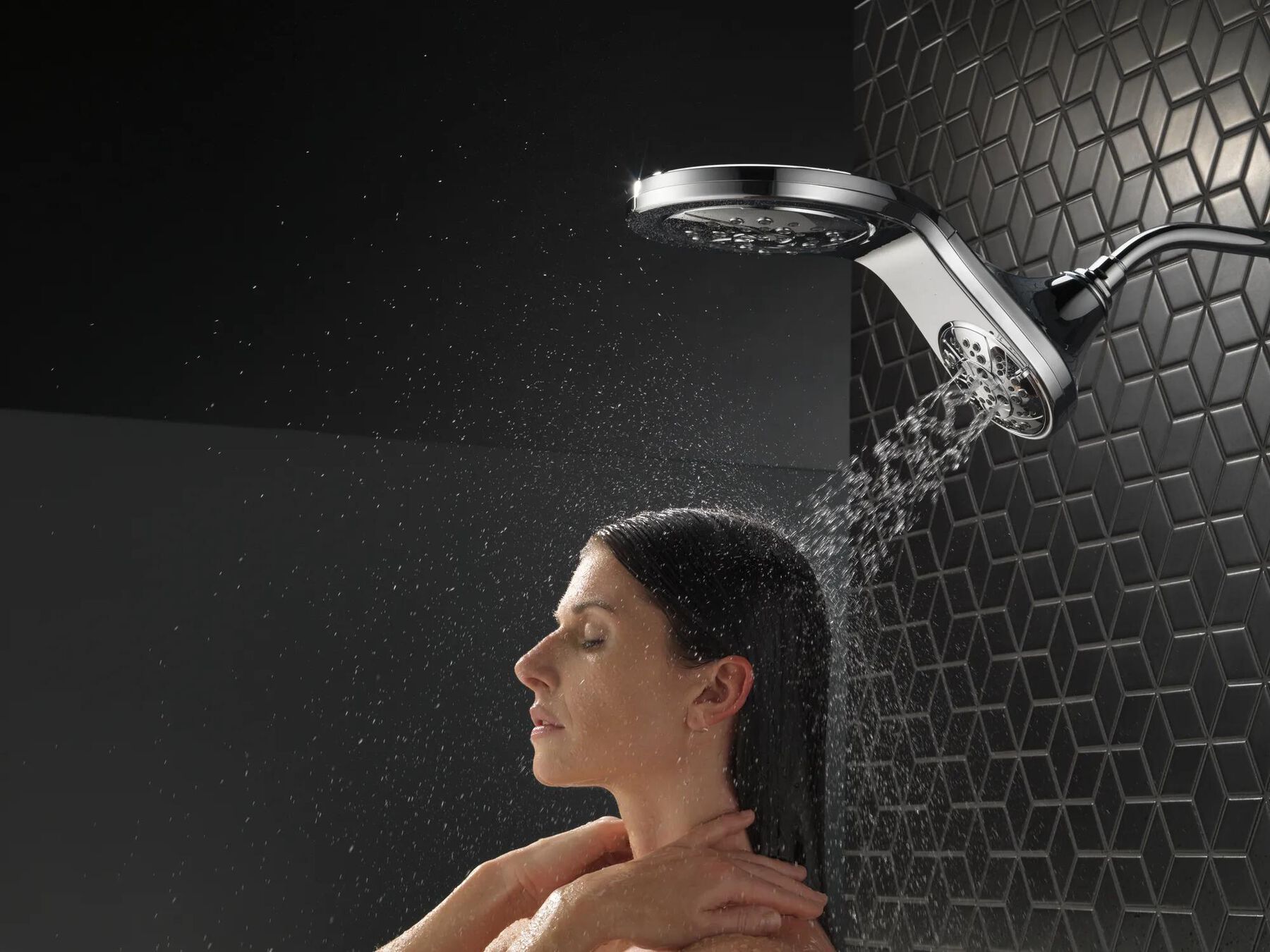 HydroRain&reg; H<sub>2</sub>Okinetic&reg; 5-Setting Two-in-One Shower Head