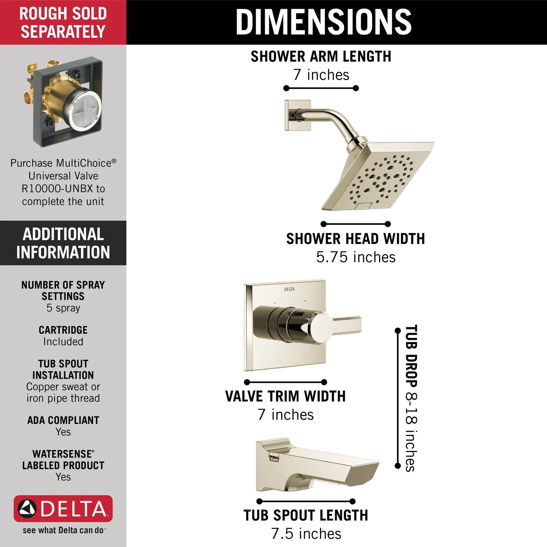 Monitor&reg; 14 Series H<sub>2</sub>Okinetic&reg; Tub and Shower Trim