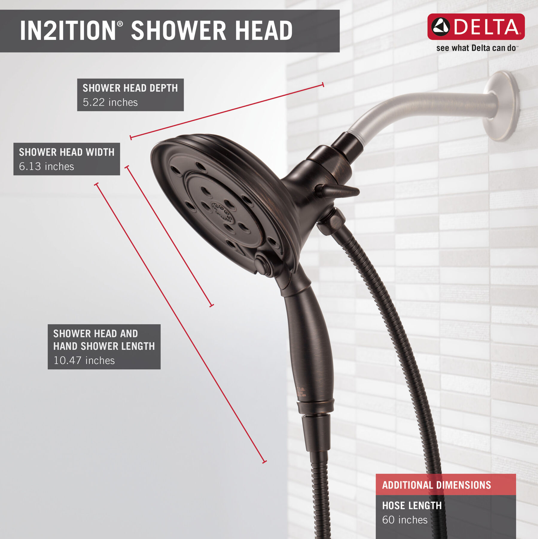 H<sub>2</sub>Okinetic&reg; In2ition&reg; 4-Setting Two-in-One Shower