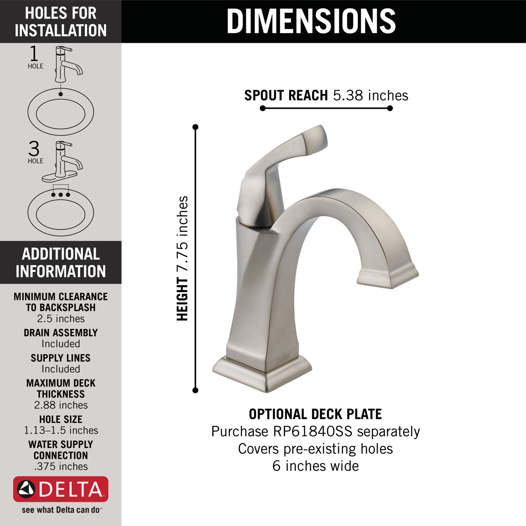 Single Handle Bathroom Faucet (Recertified)