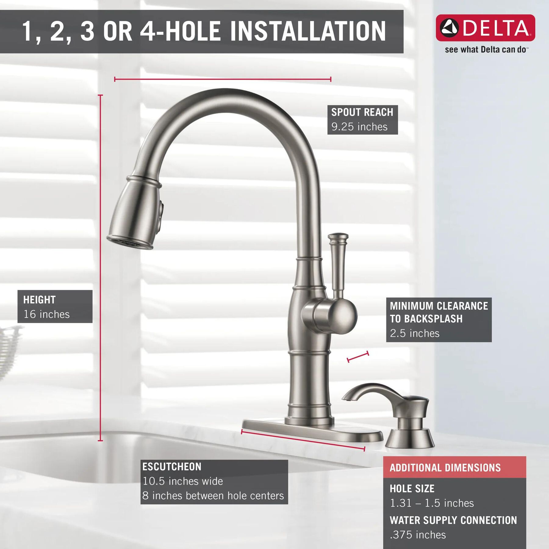 Single Handle Pull-Down Kitchen Faucet with Soap Dispenser