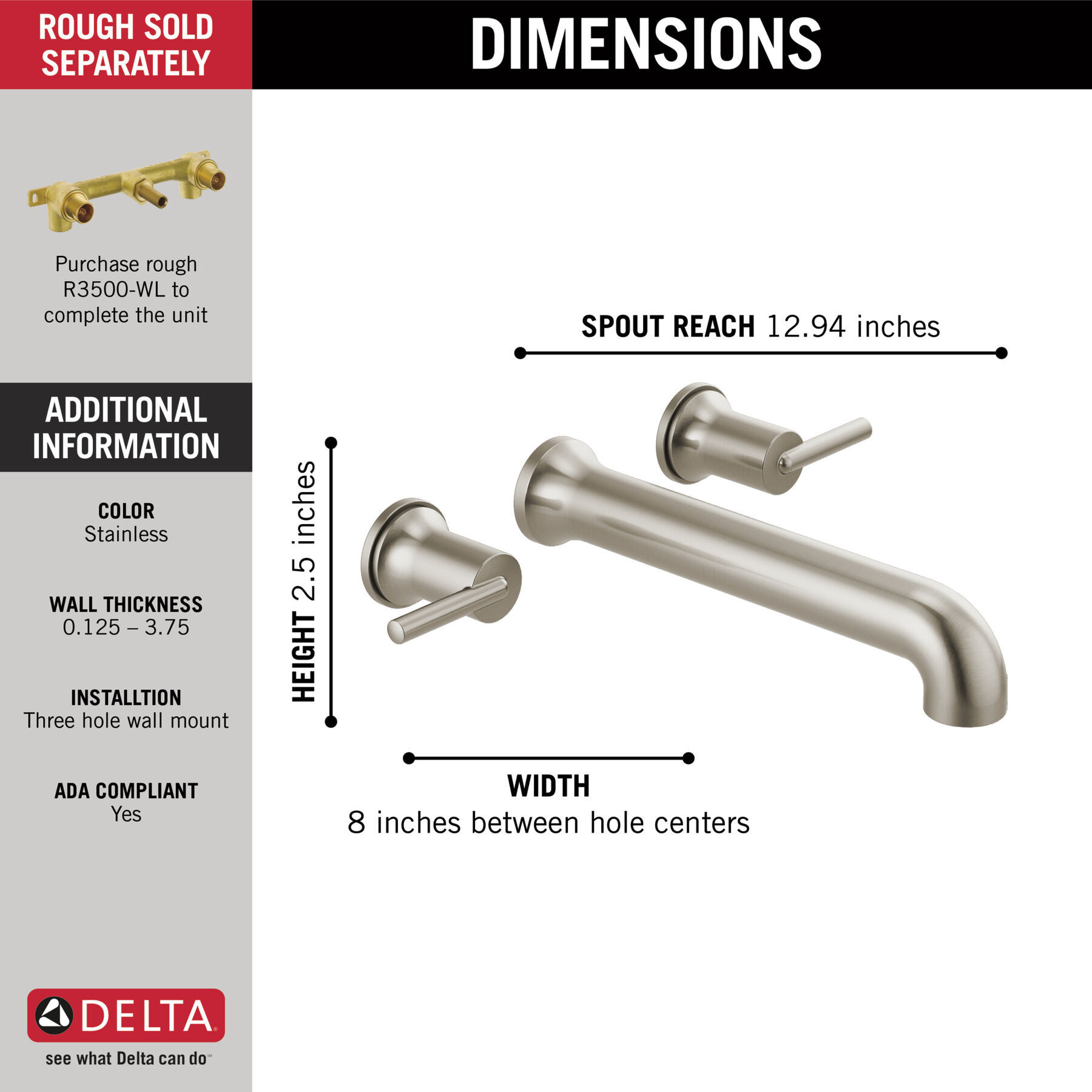 Wall Mounted Tub Filler (Recertified)